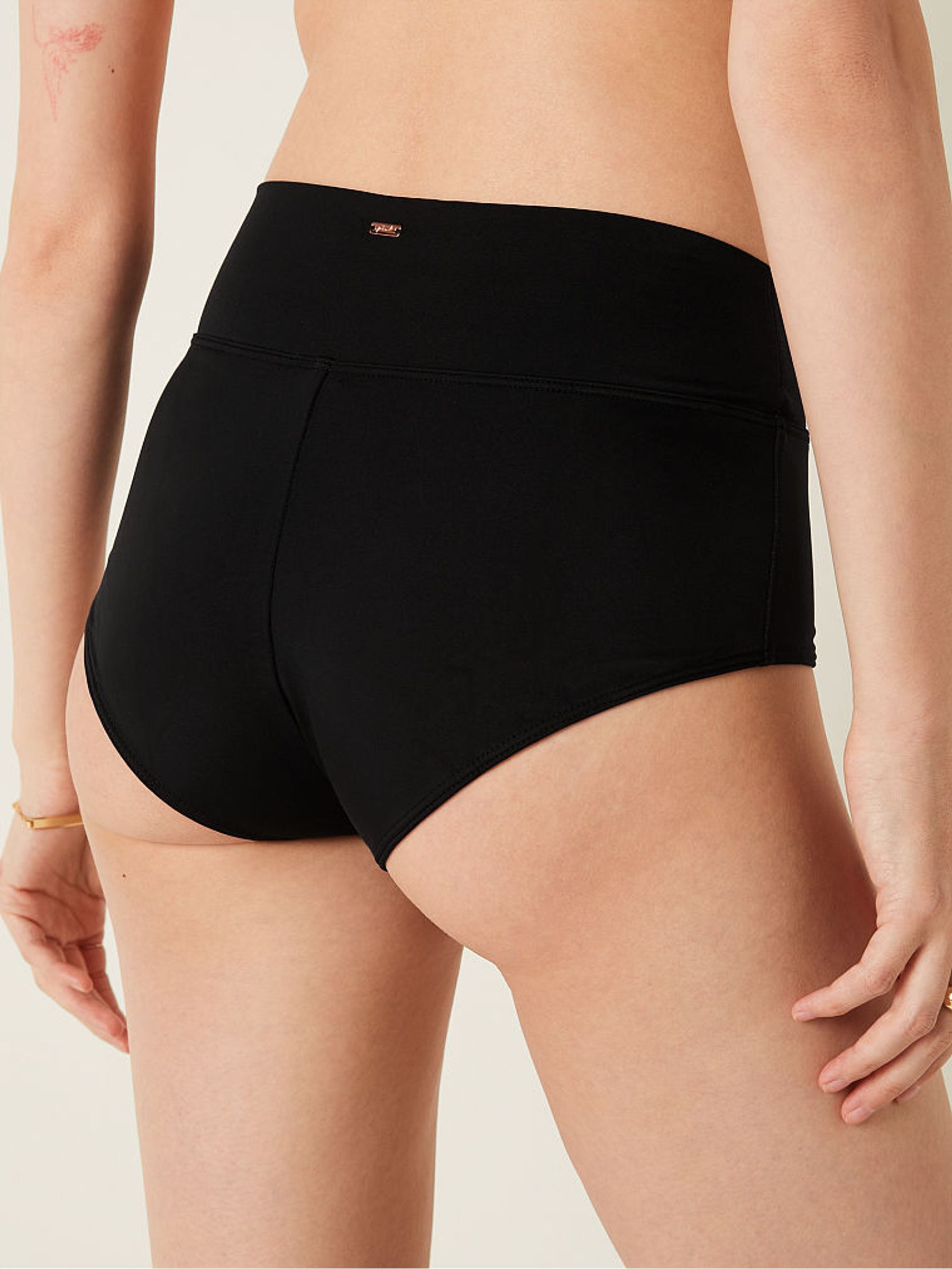 Black High Waist Full Coverage Bikini Bottom - Image 3 of 4
