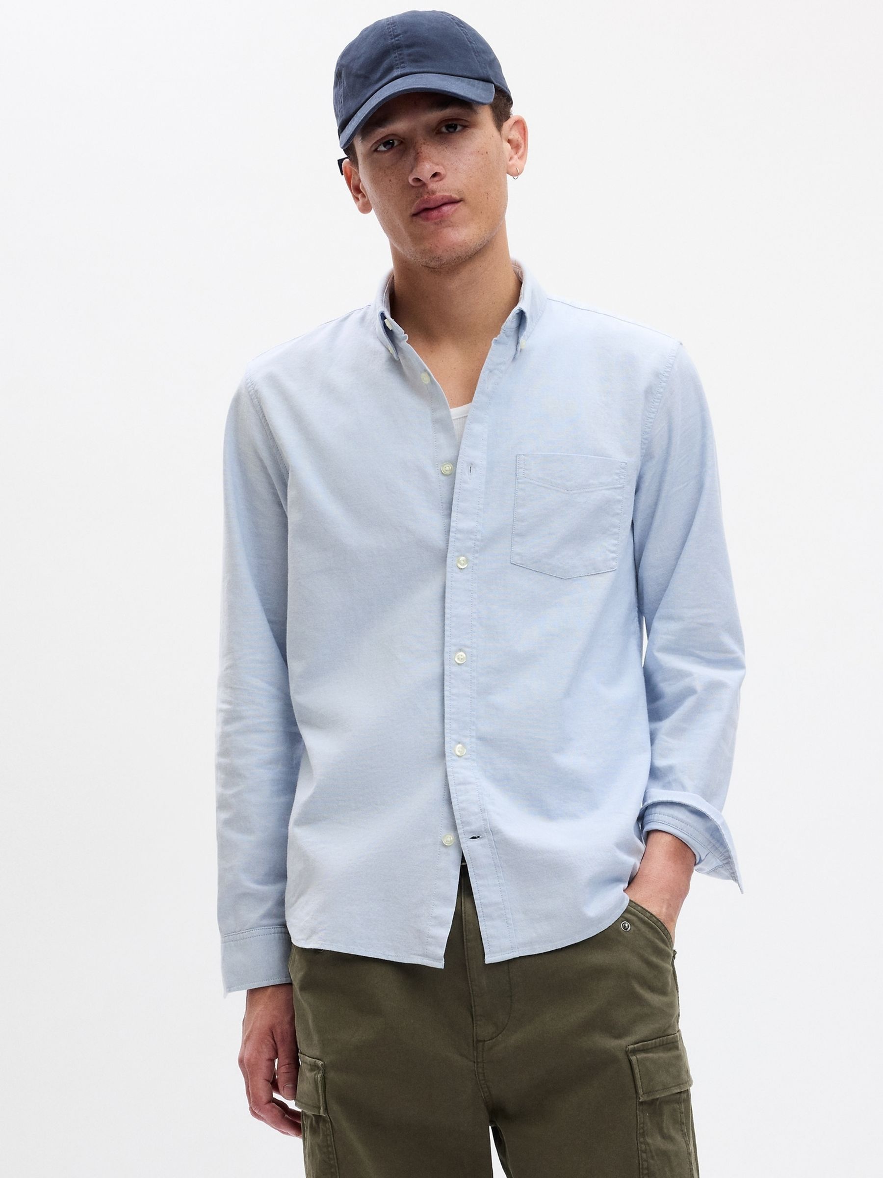 Light Blue Regular Fit Long Sleeve Oxford Shirt - Image 2 of 5