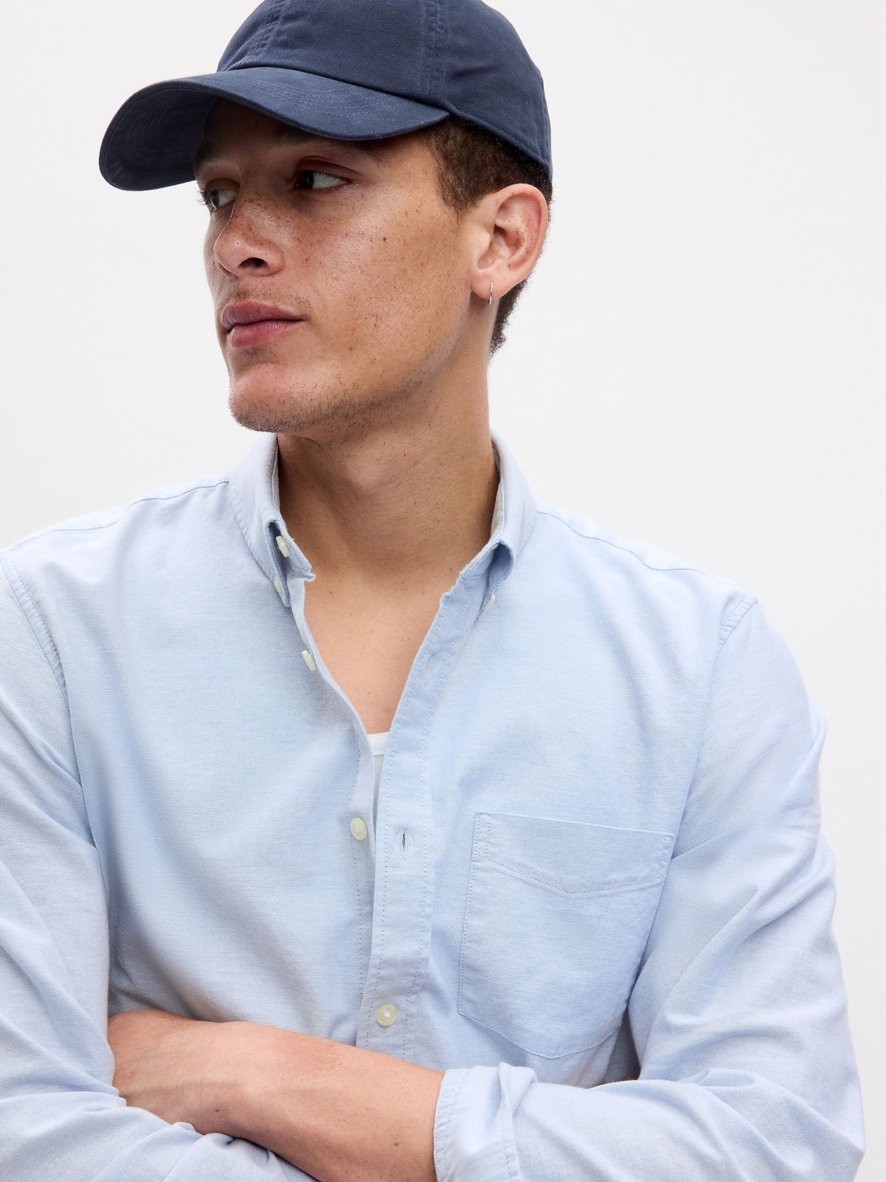 Light Blue Regular Fit Long Sleeve Oxford Shirt - Image 4 of 5