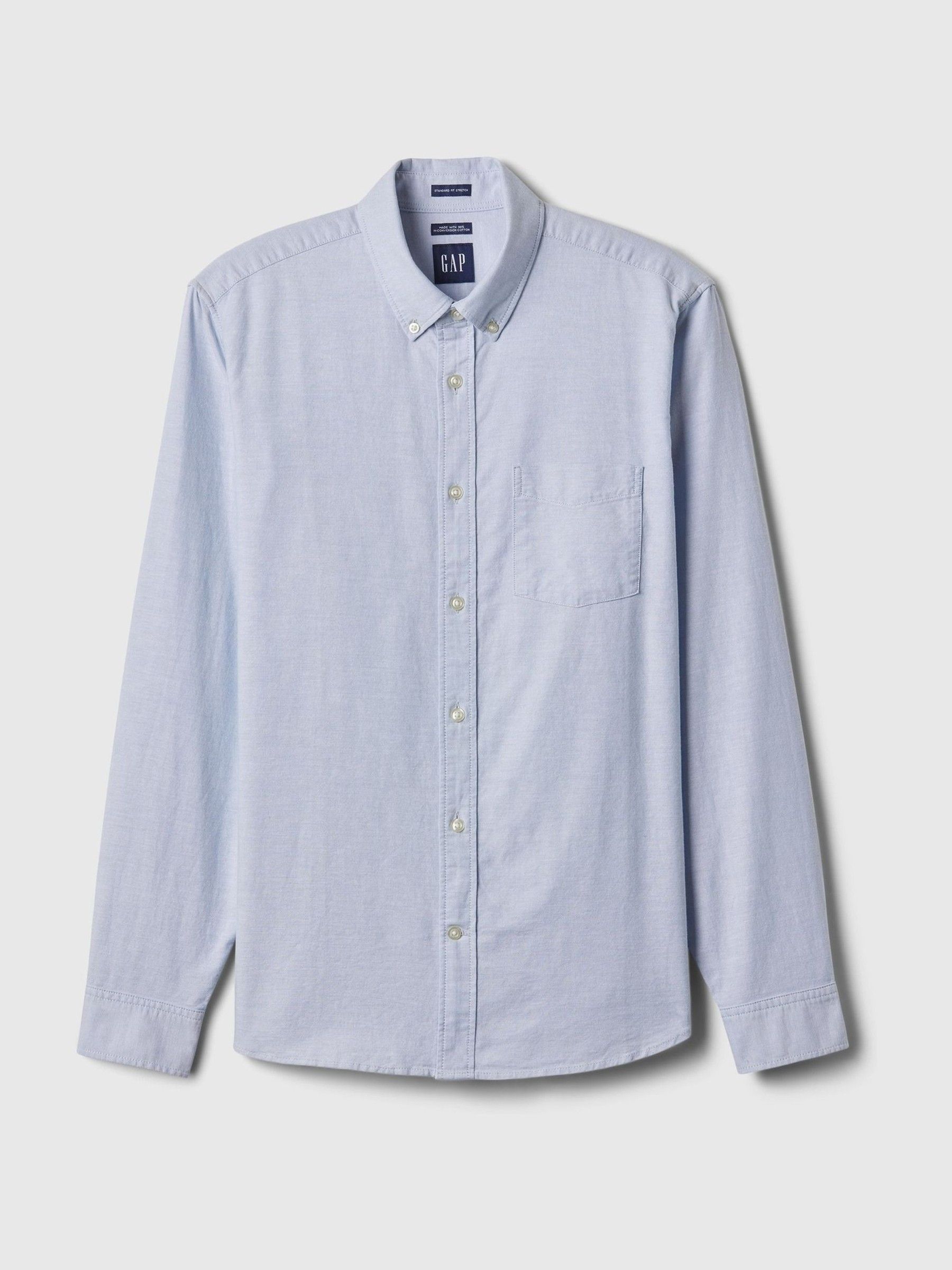 Light Blue Regular Fit Long Sleeve Oxford Shirt - Image 5 of 5