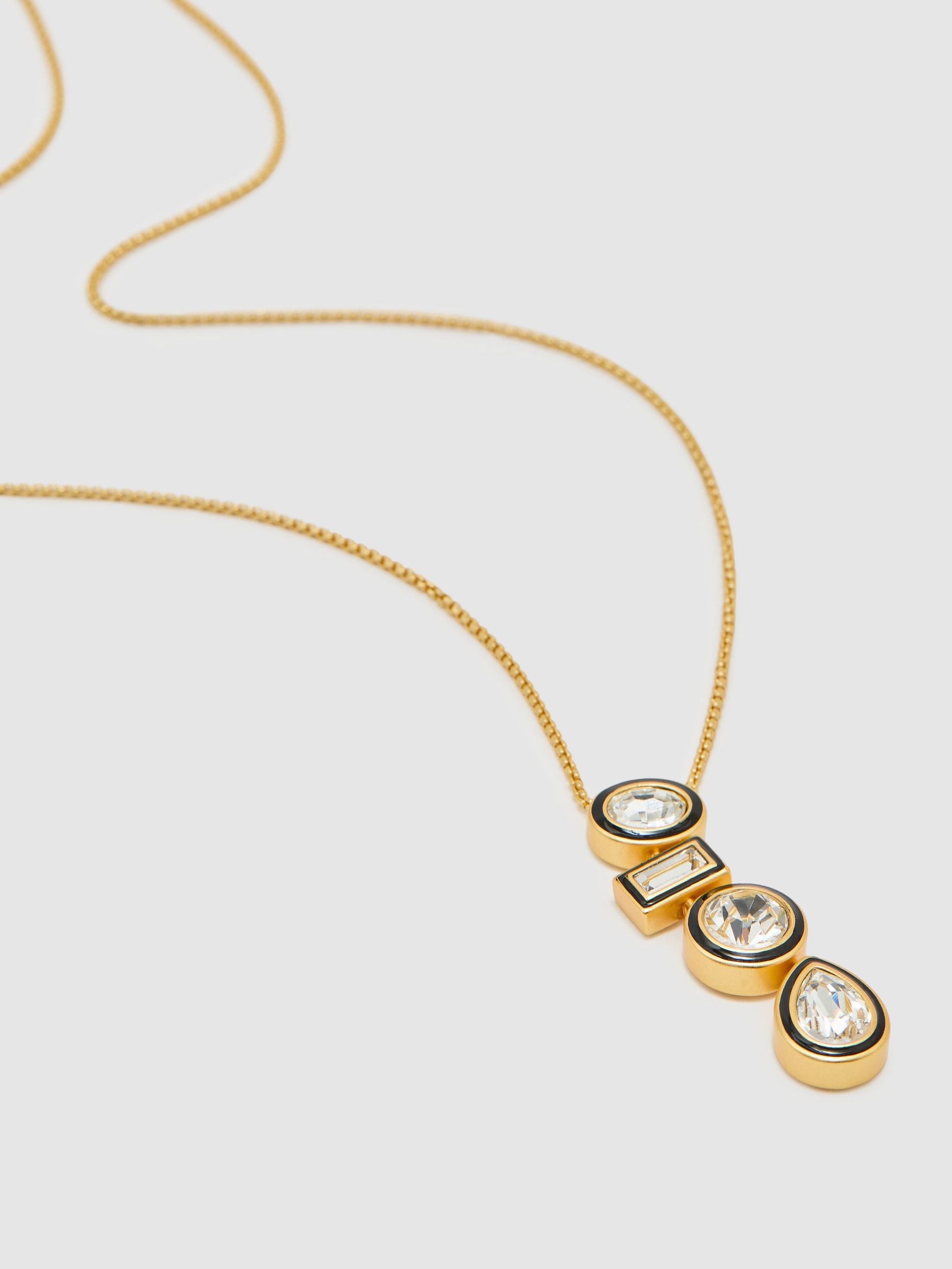 Crystal Rock Enamel Drop Pendant Necklace in Gold Tone - Image 1 of 3