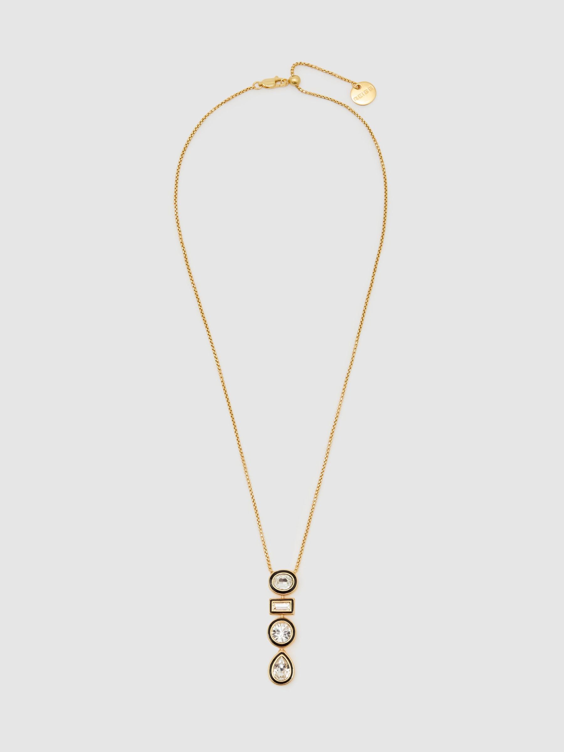 Crystal Rock Enamel Drop Pendant Necklace in Gold Tone - Image 2 of 3 Crystal Rock Enamel Drop Pendant Necklace in Gold Tone - Image 2 of 3