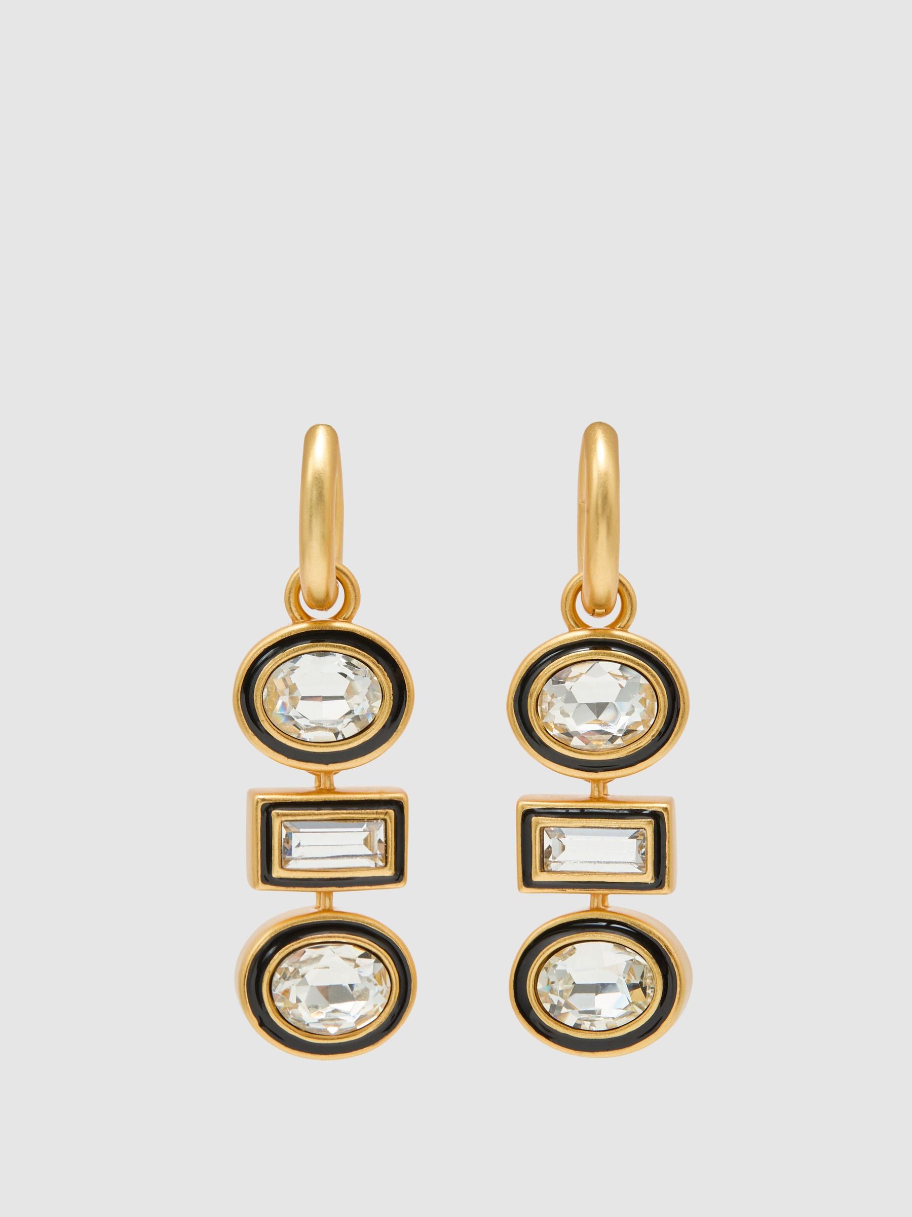 Crystal Rock Enamel Drop Earrings in Gold Tone - Image 2 of 4