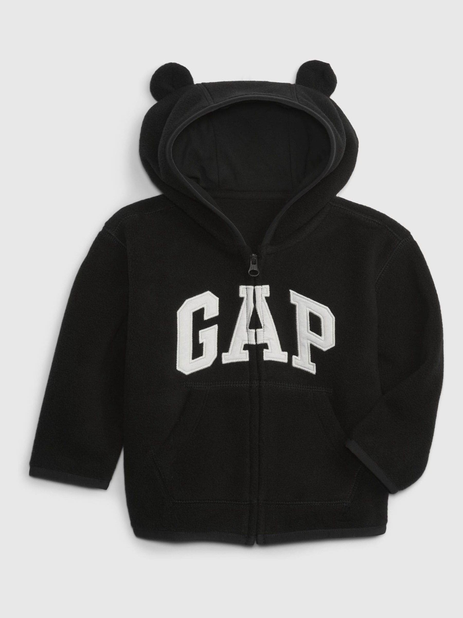 Black Logo Bear Ear Hoodie Gap