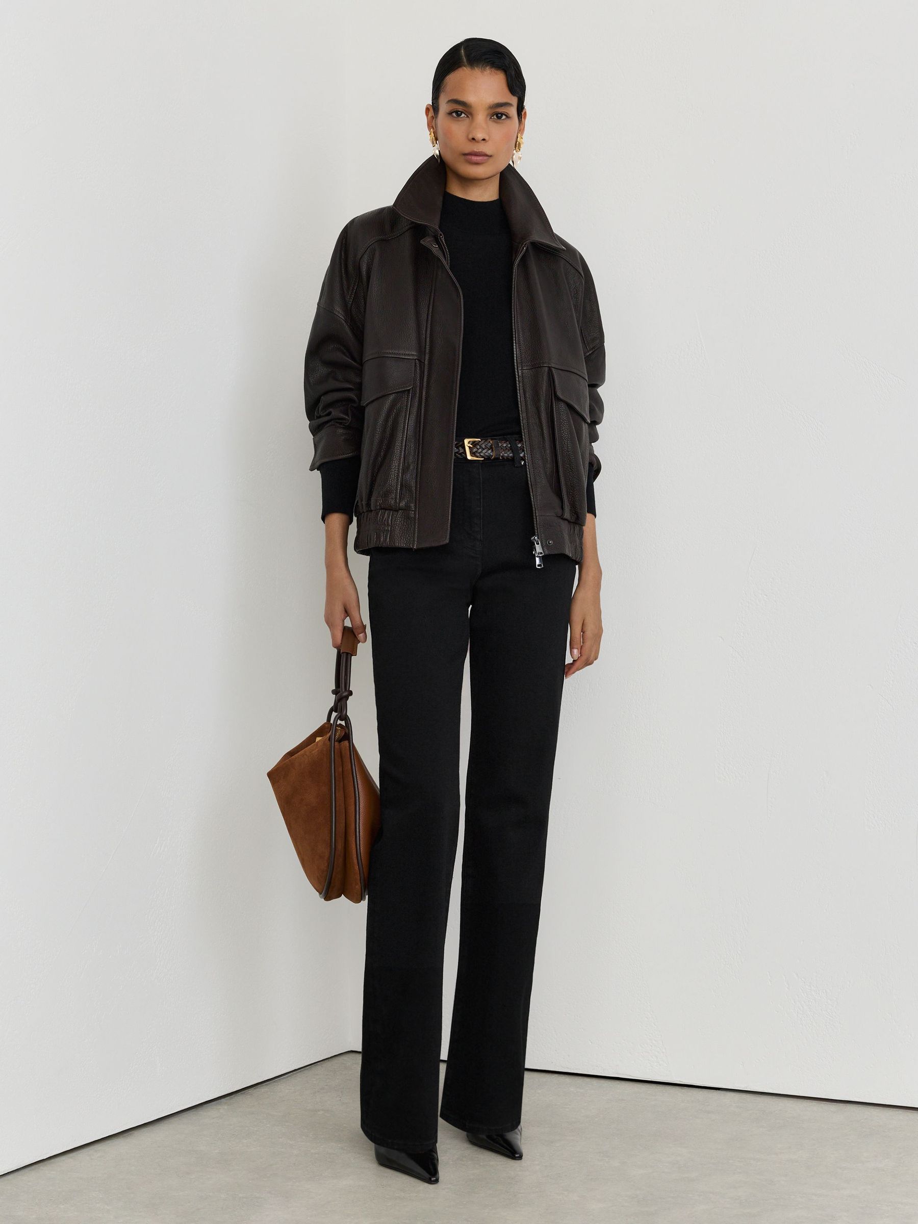 High-Rise Bootcut Jeans in Black - Image 1 of 10