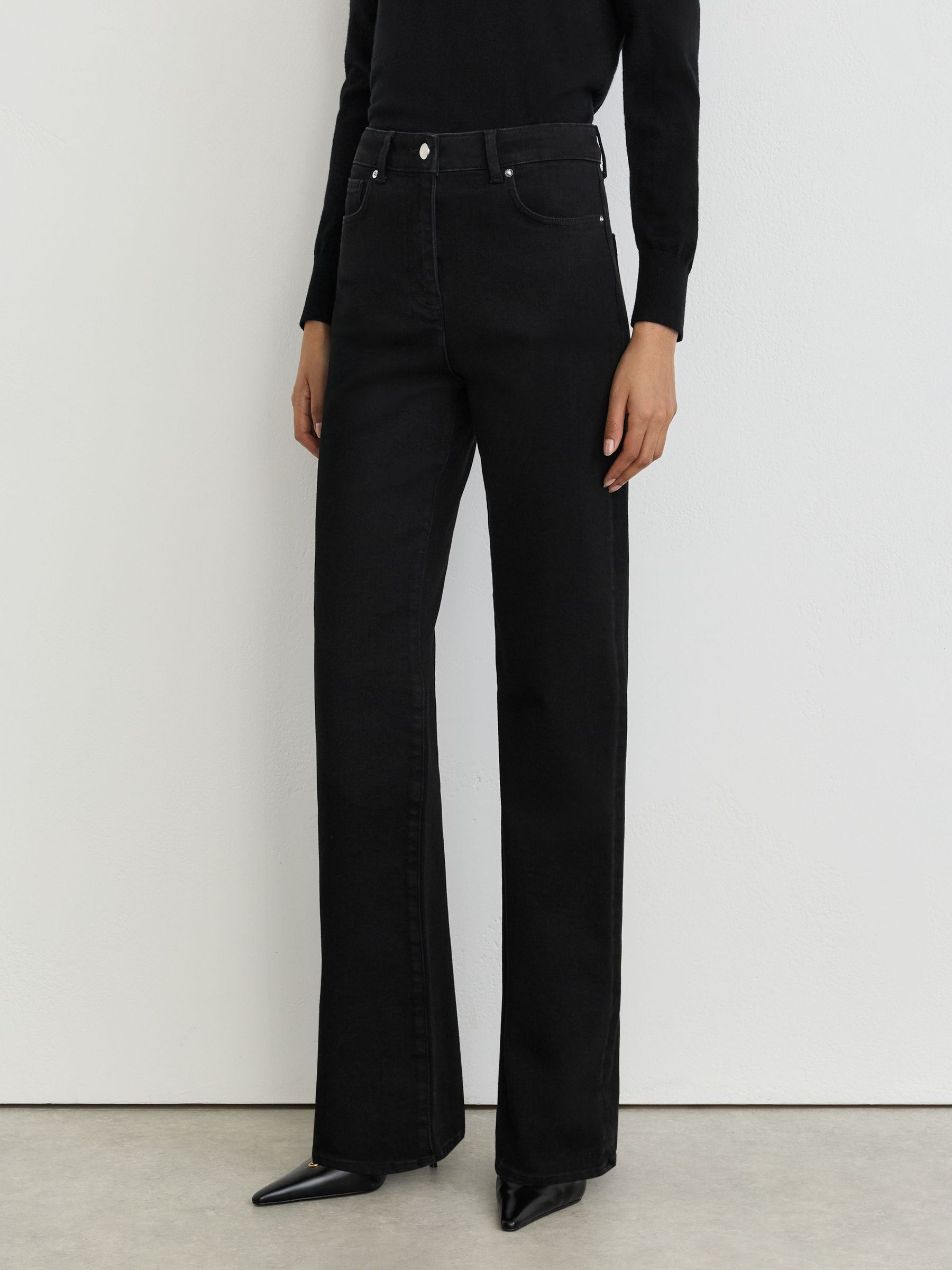 High-Rise Bootcut Jeans in Black - Image 4 of 10