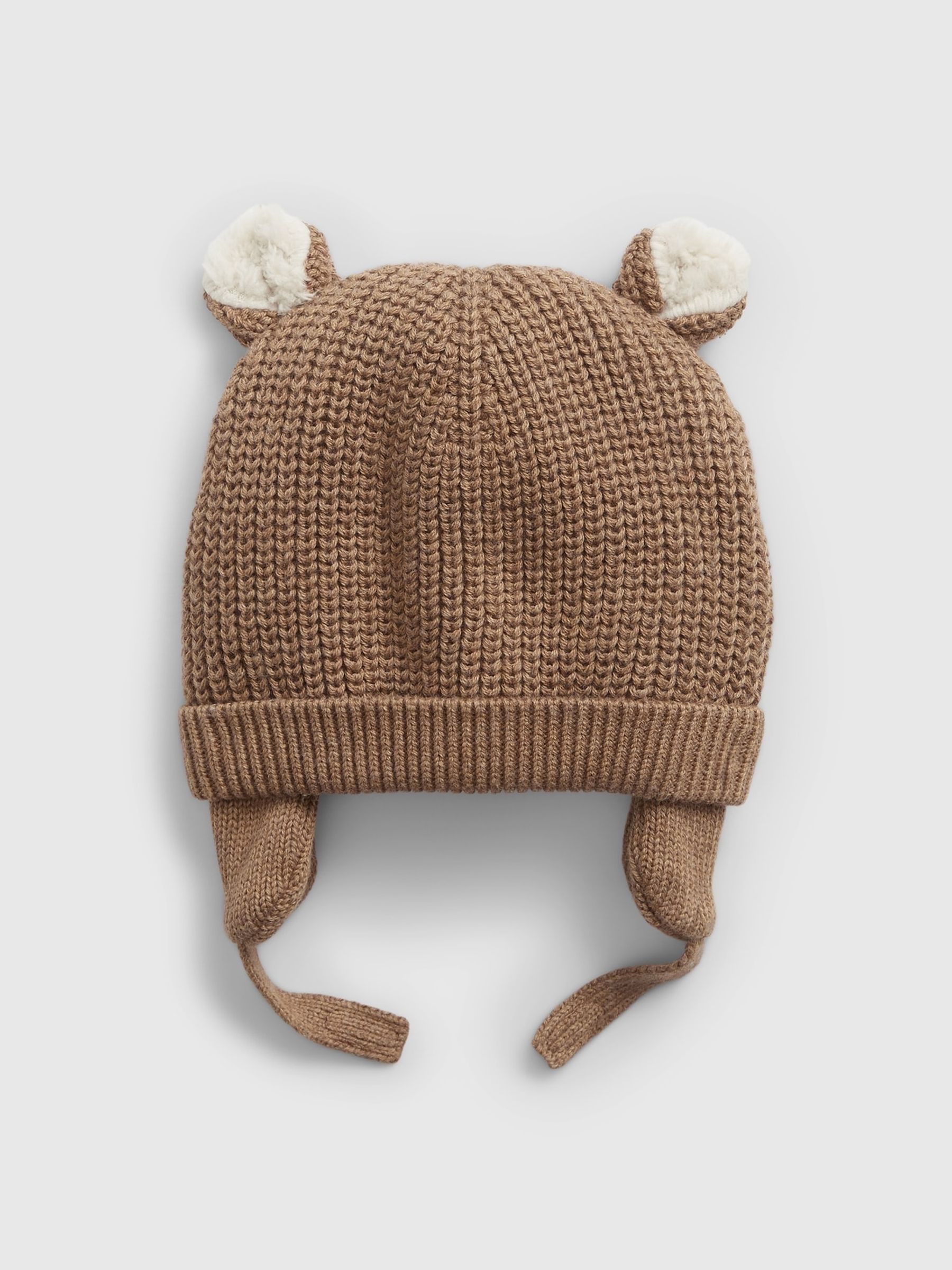 Brown Sherpa Fleece Lined Baby Beanie Hat - Image 1 of 1