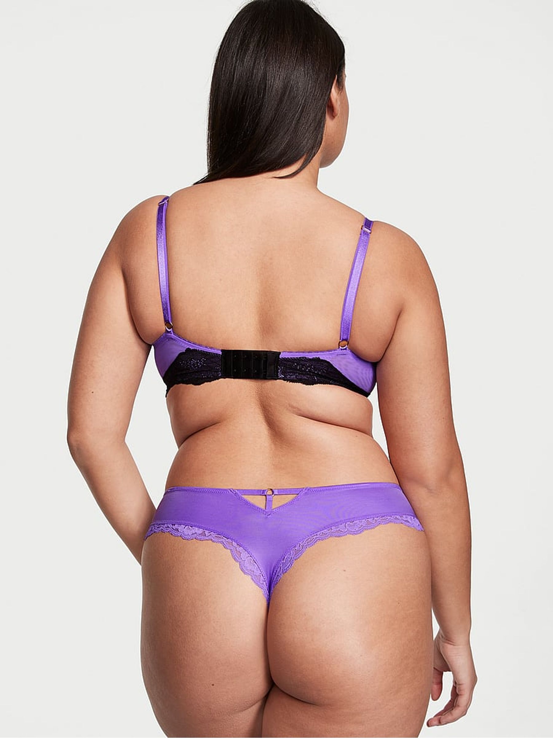 Luscious Lavender Purple Smooth Cut Out Thong Knickers - Image 2 of 2