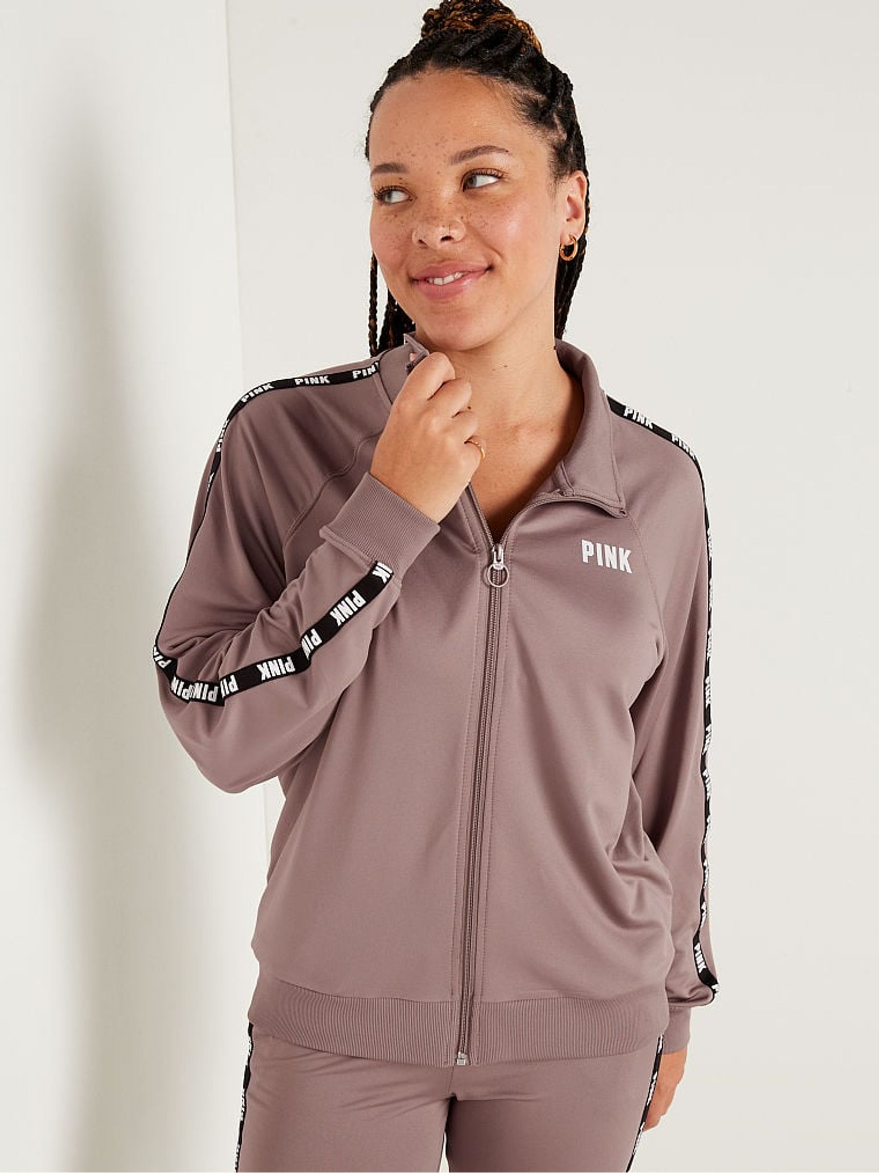 Iced Coffee Brown Zip Up Long Sleeve Sweatshirt - Image 1 of 3