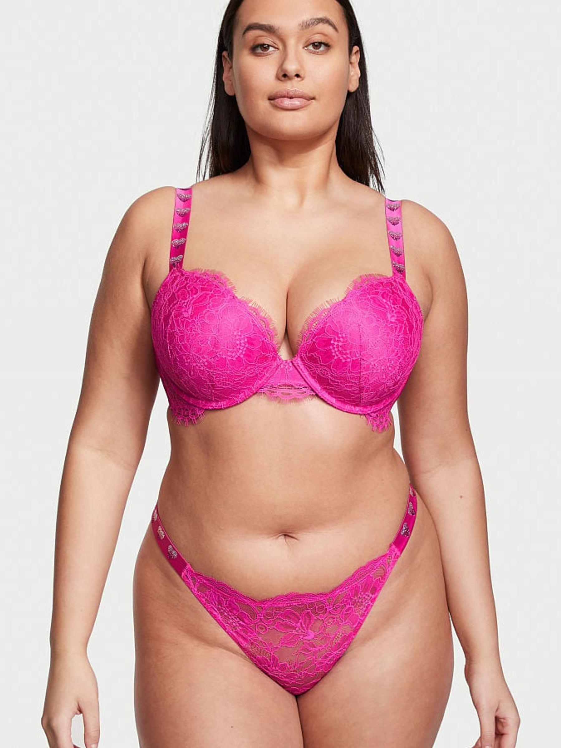 Fuchsia Frenzy Pink Lace Brazilian Shine Strap Knickers - Image 1 of 3