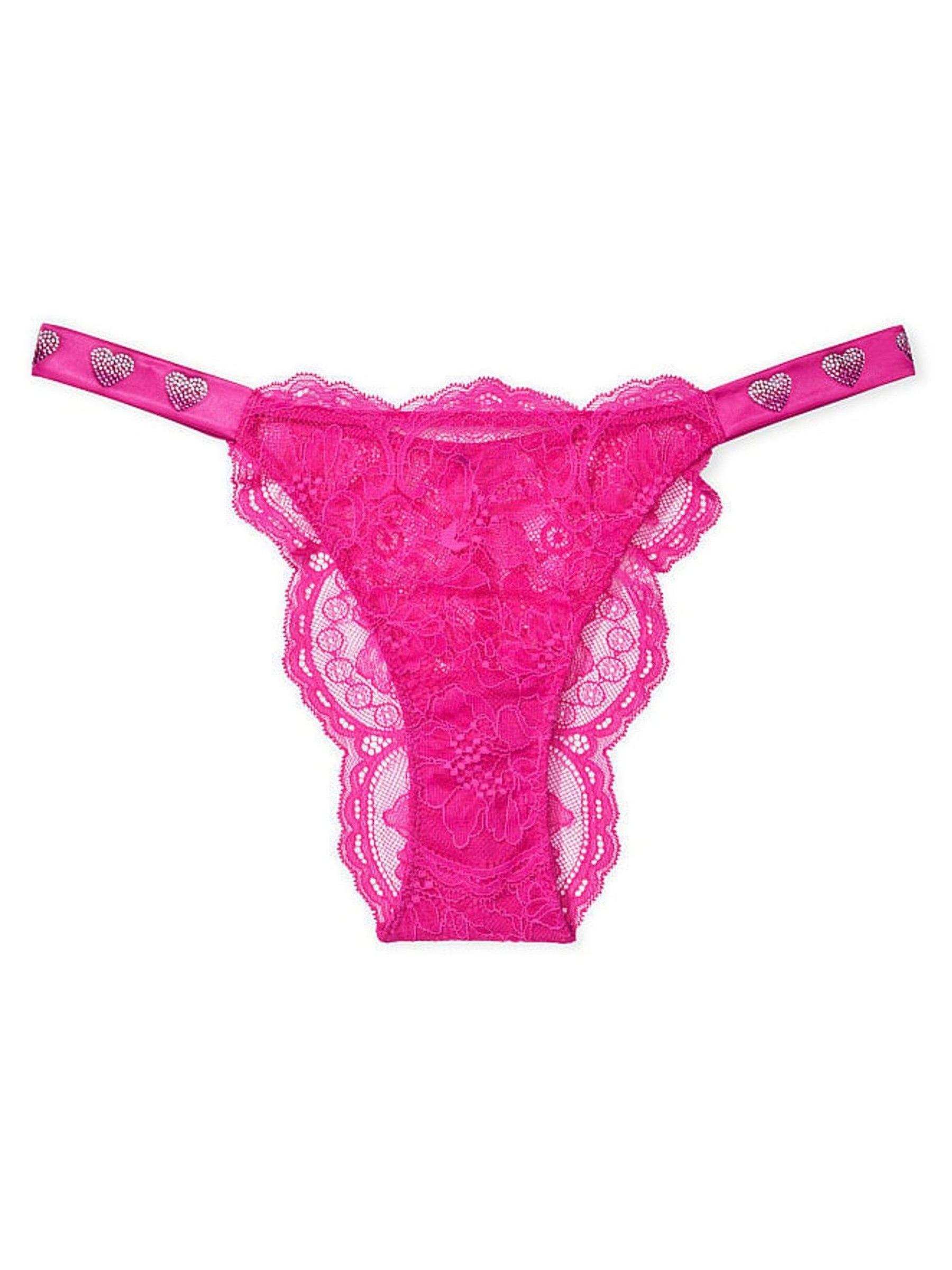 Fuchsia Frenzy Pink Lace Brazilian Shine Strap Knickers - Image 3 of 3