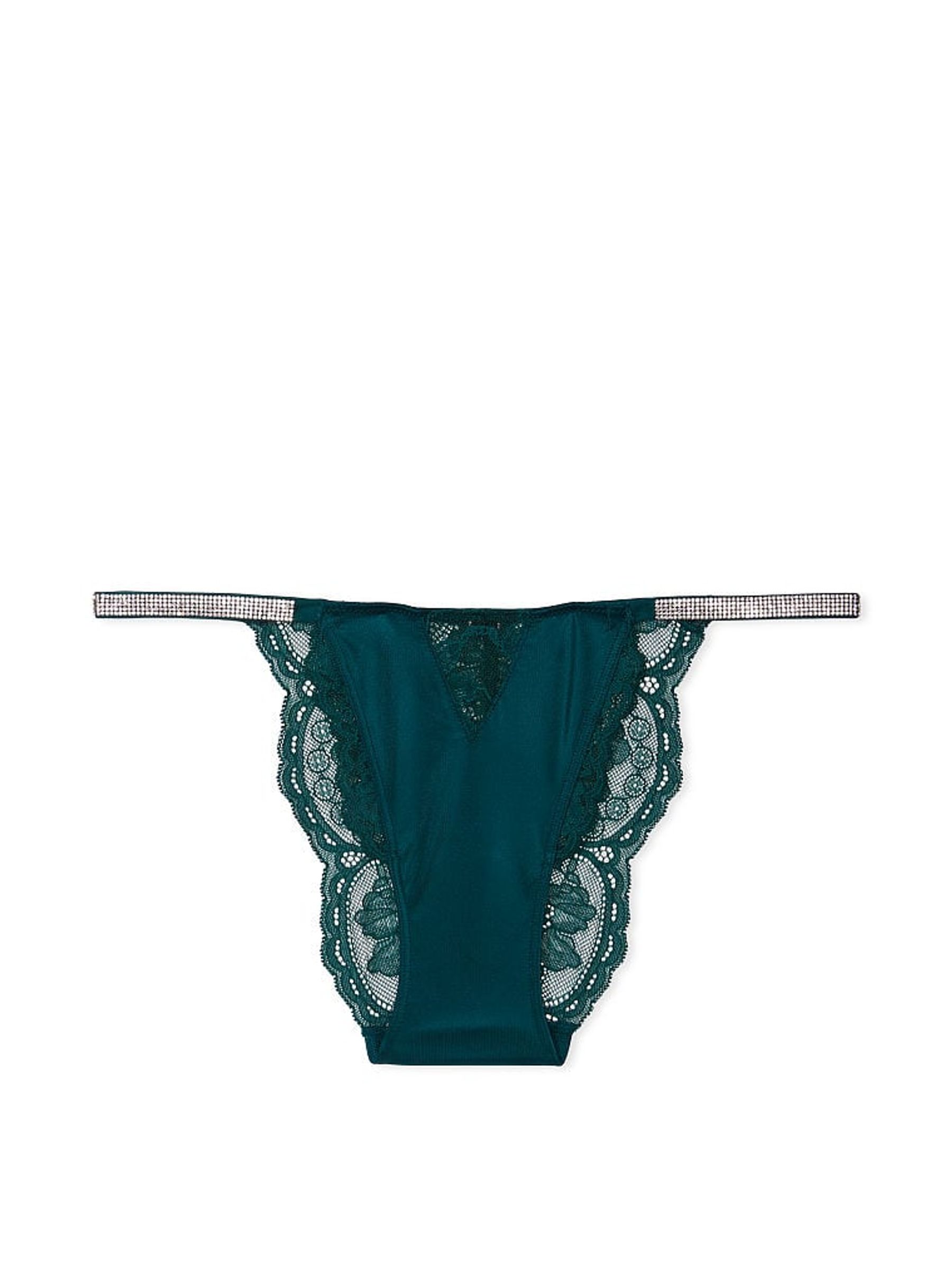 Black Ivy Green Lace Shine Strap Cheeky Knickers - Image 3 of 3