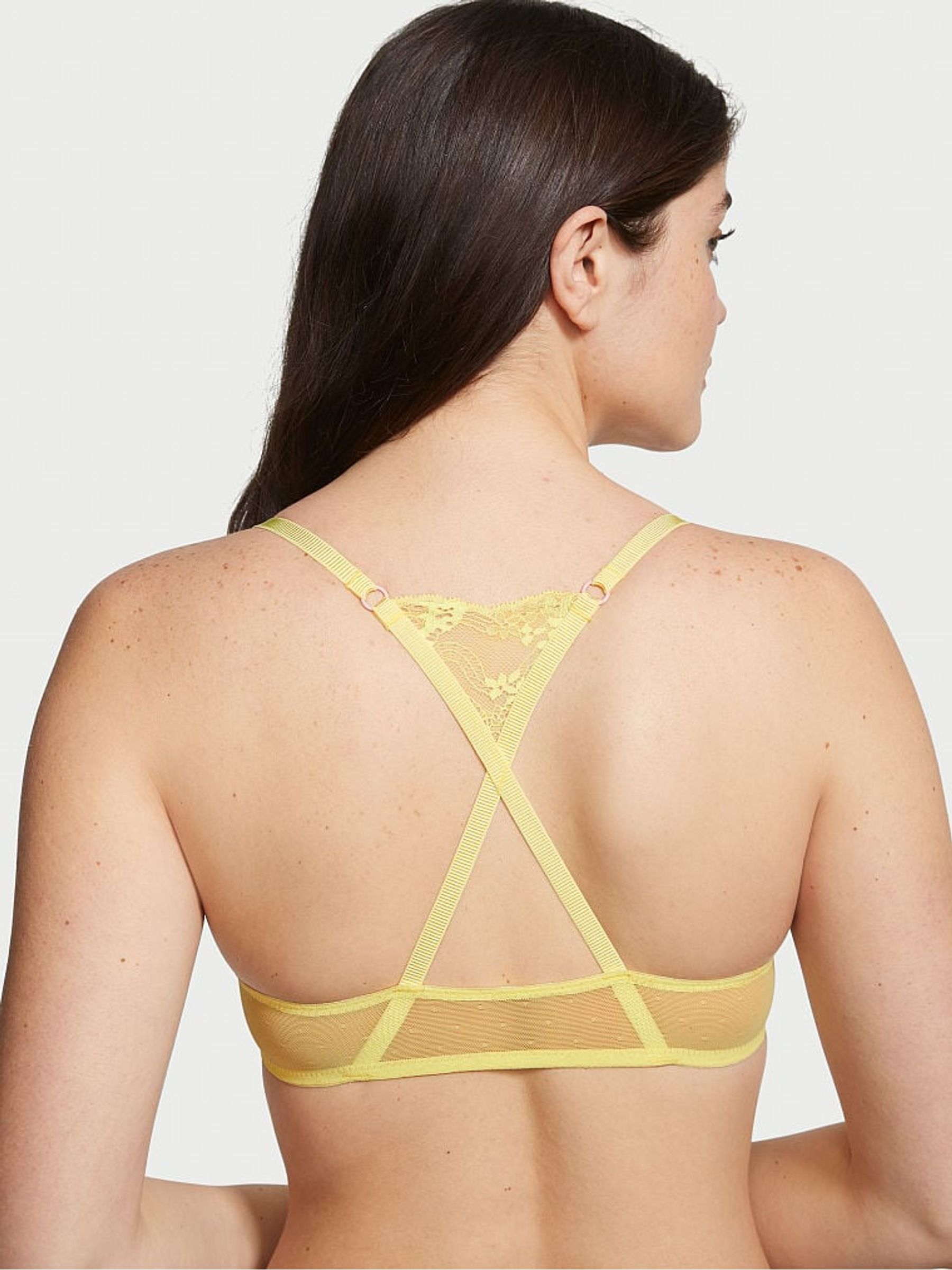 Lime Citron Yellow Lace Front Close Push Up Bra - Image 2 of 3