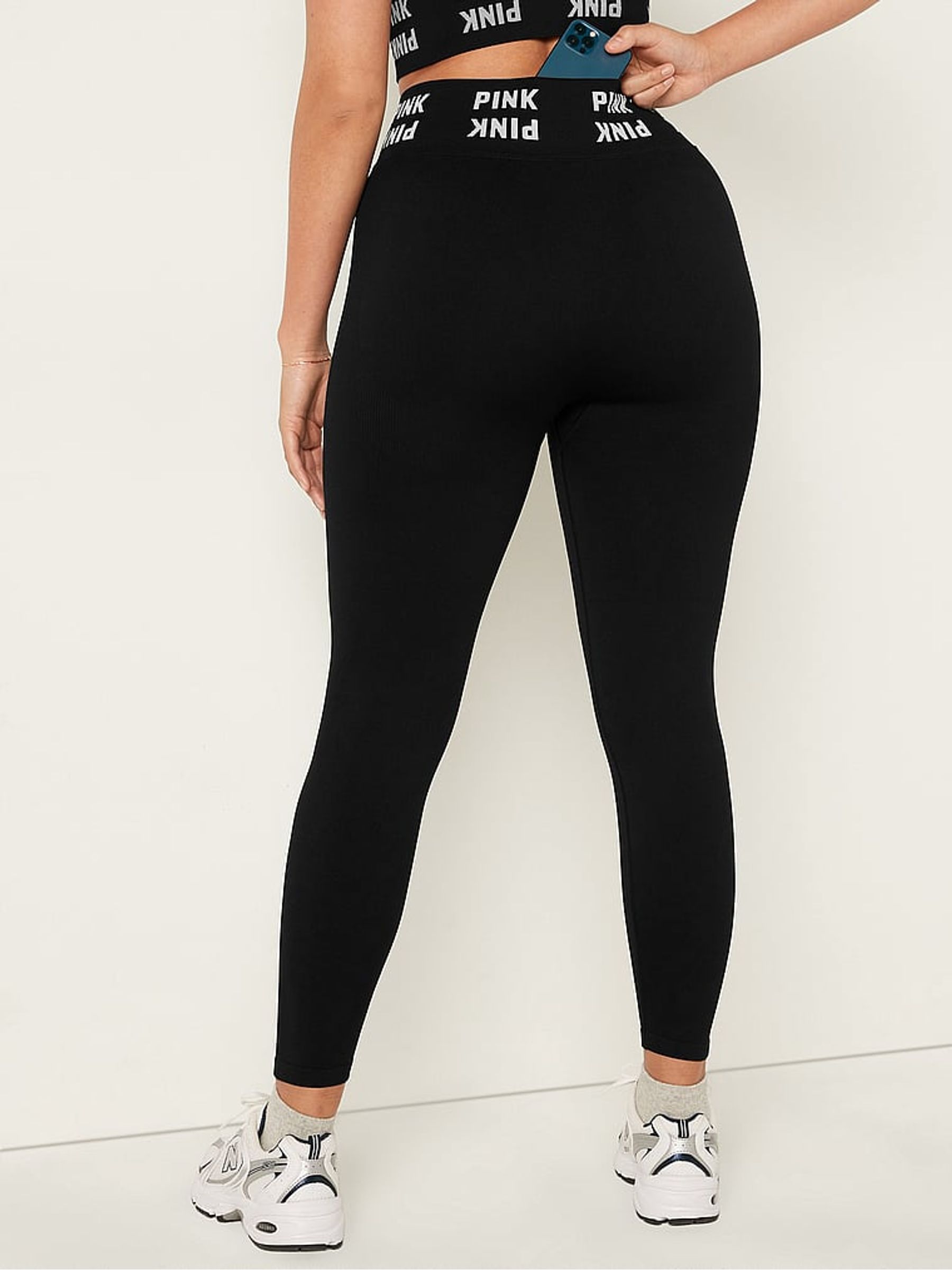 Pure Black Seamless High Waist Full Length Leggings - Image 2 of 3