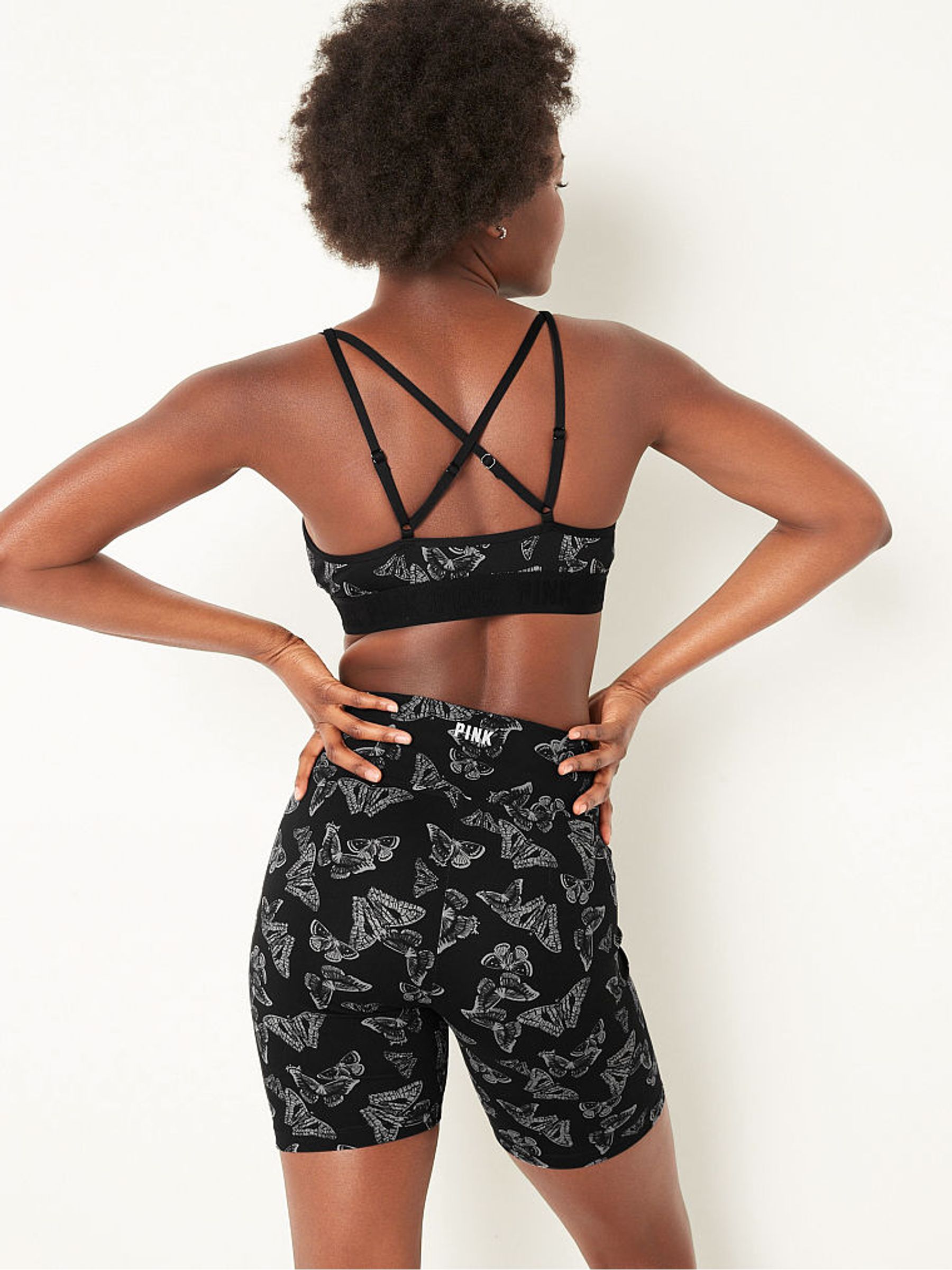 Pure Black Butterflies Ruched Cycling Short - Image 2 of 3