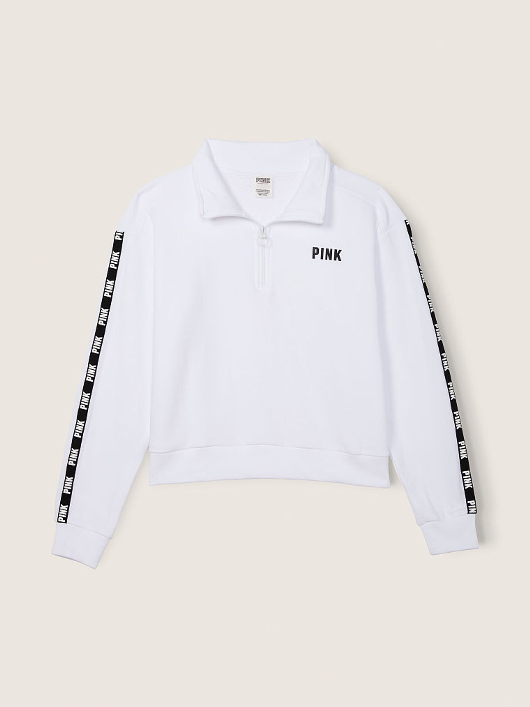 Optic White Zip Up Long Sleeve Crop Sweatshirt - Image 4 of 5