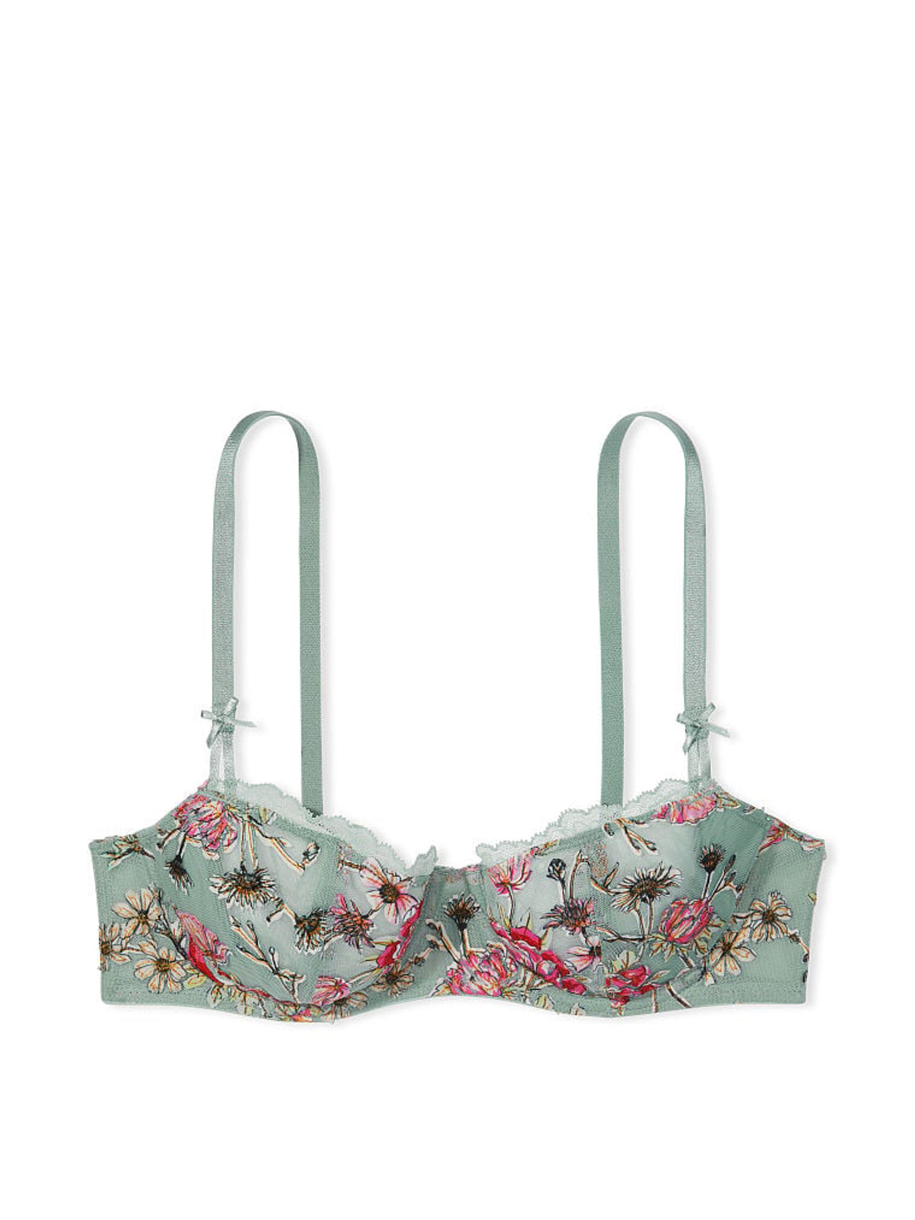 Sage Dust Green Unlined Balcony Embroidered Demi Bra - Image 3 of 3