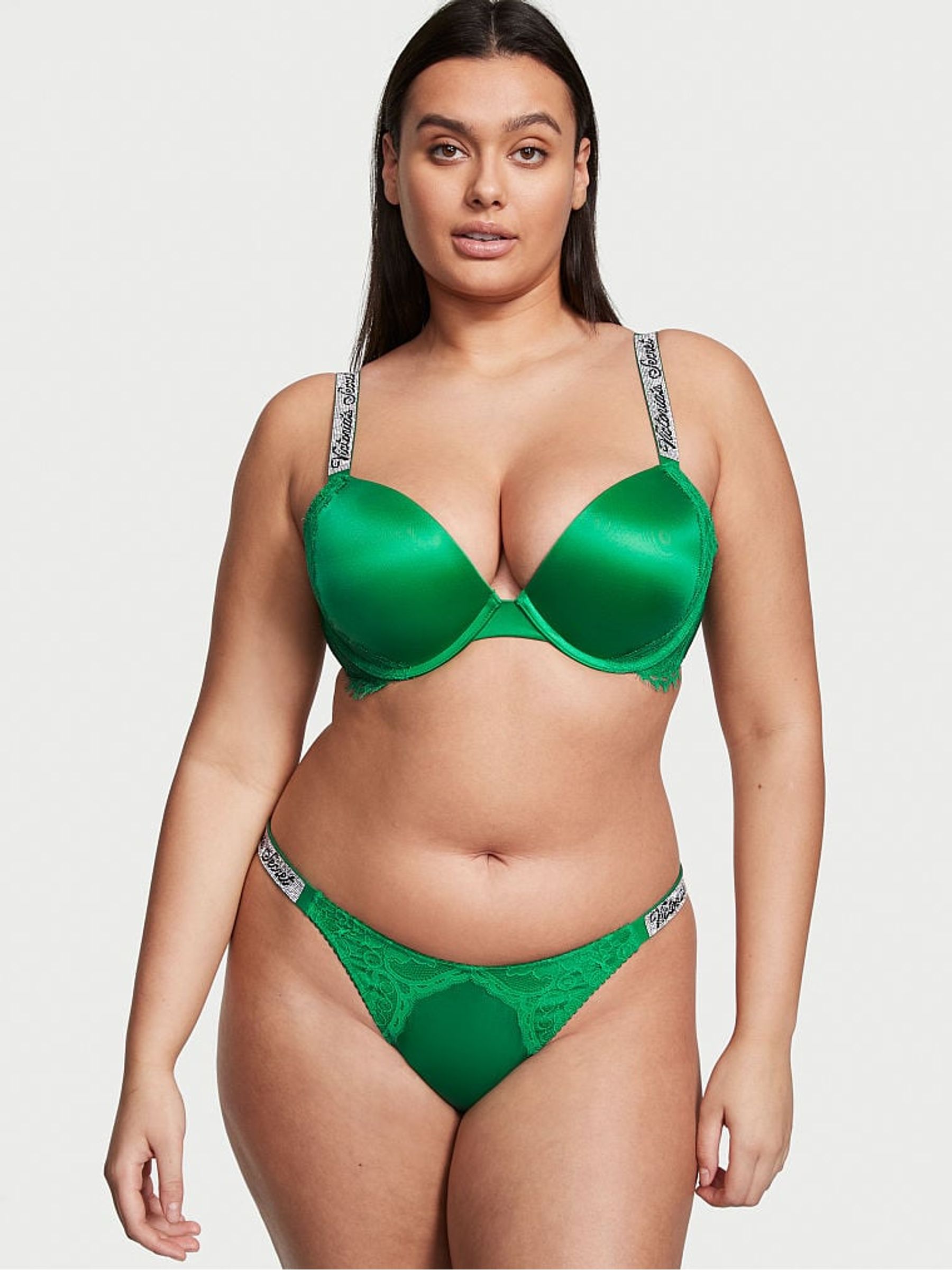Verdant Green Smooth Thong Shine Strap Knickers - Image 1 of 2