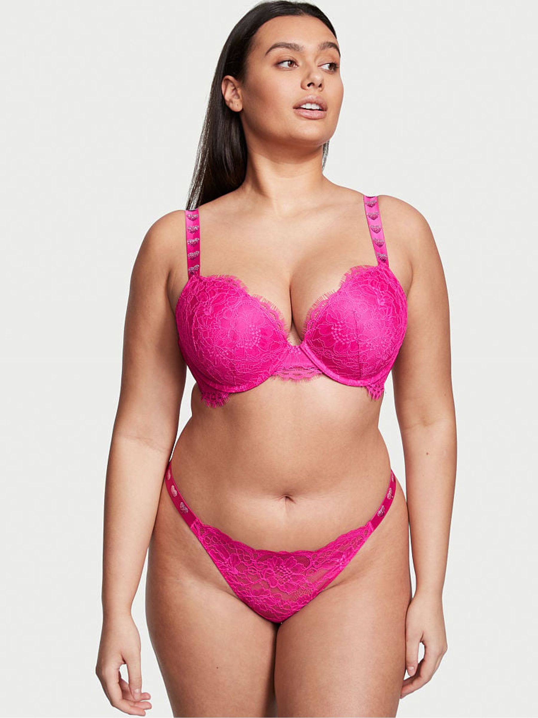 Fuschia Frenzy Pink Thong Shine Strap Knickers - Image 1 of 1