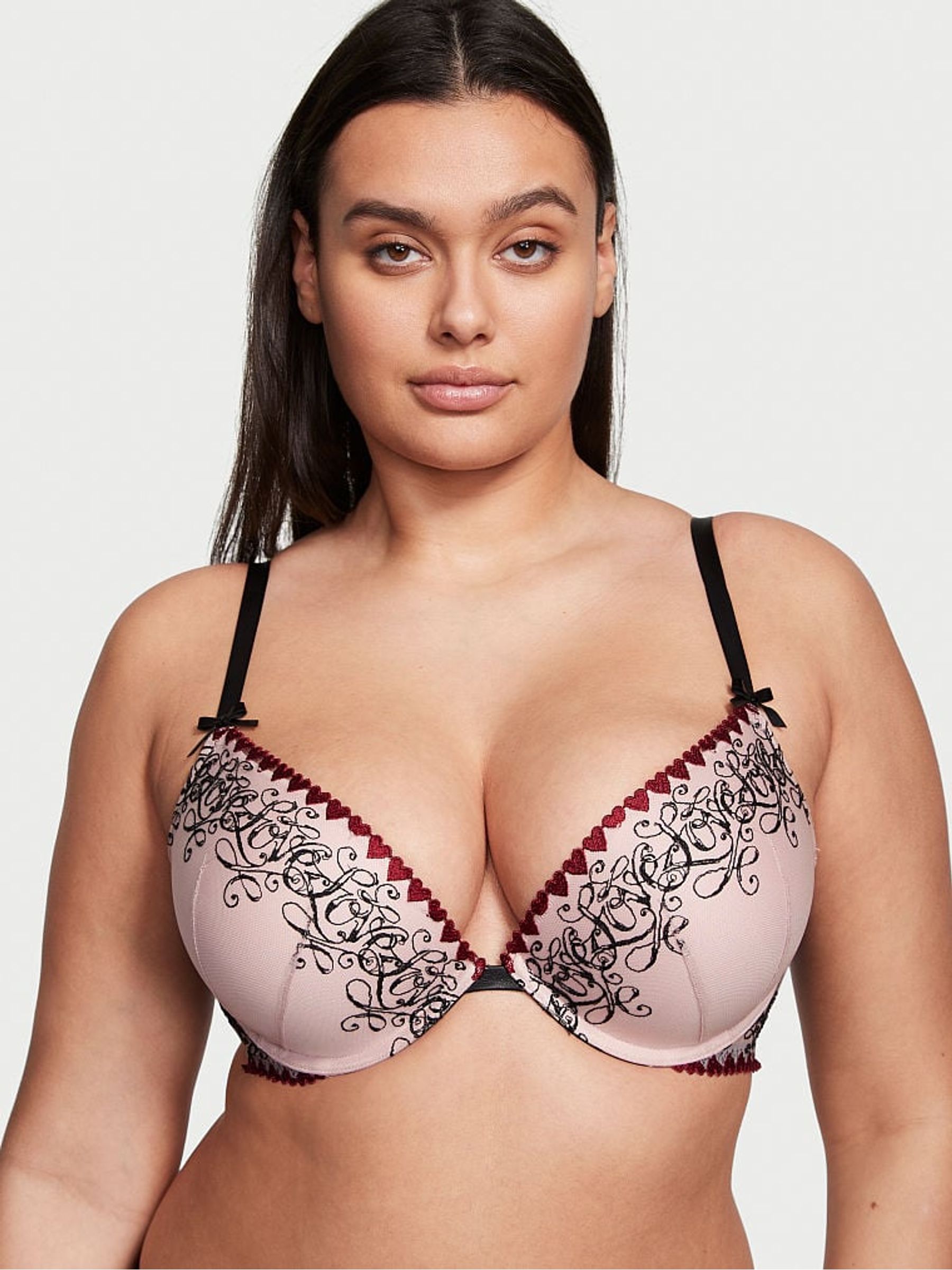 Dollhouse Pink Embroidery Push Up Bra - Image 1 of 4