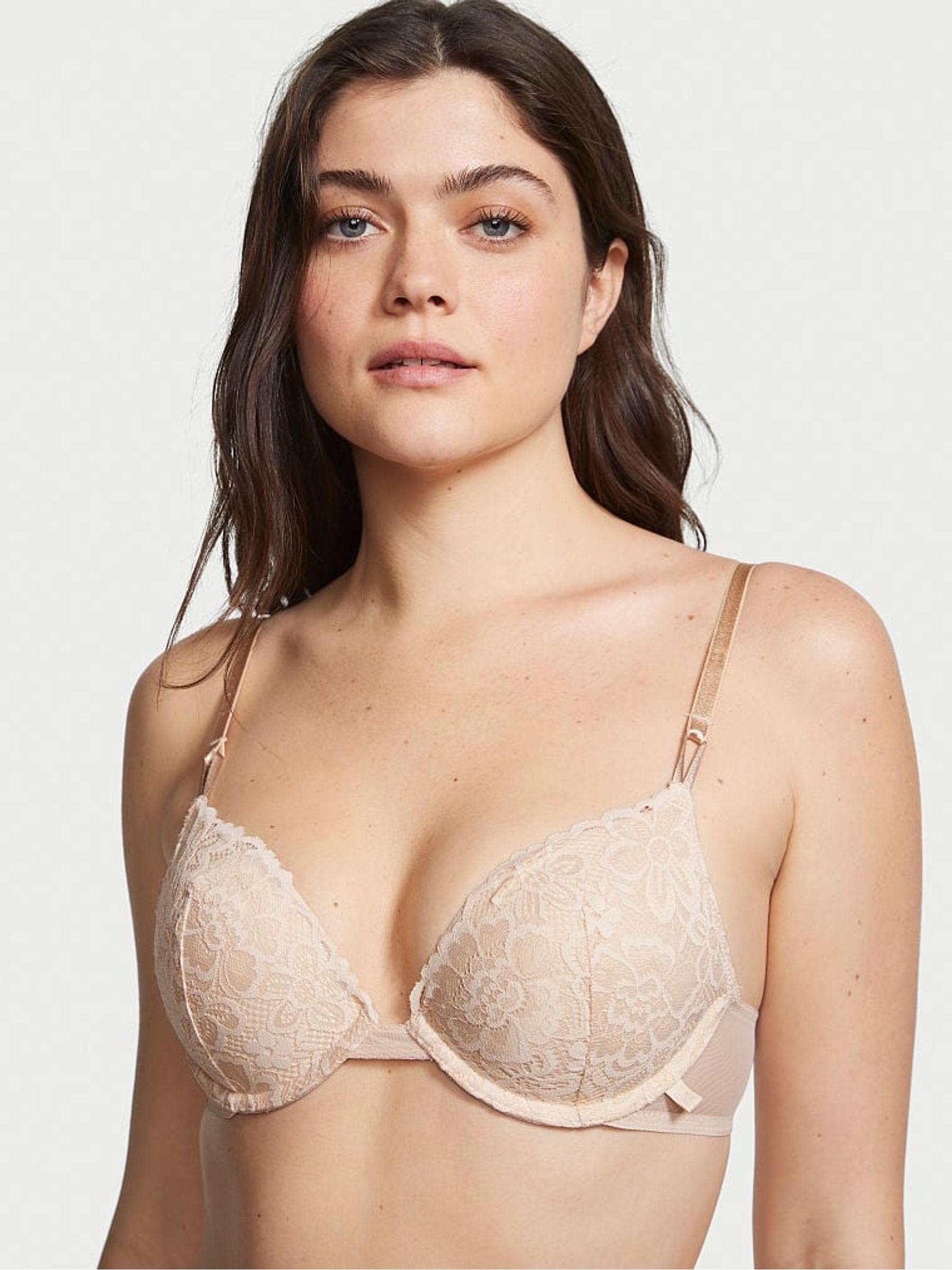 Champagne Nude Lace T-Shirt Push Up Bra - Image 1 of 3