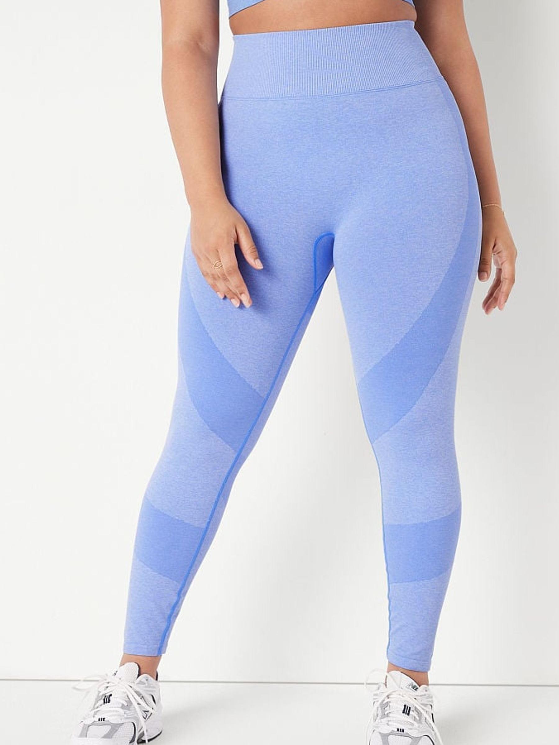 Cornflower Blue Marl Seamless High Waist Full Length Workout Tights - Image 1 of 4