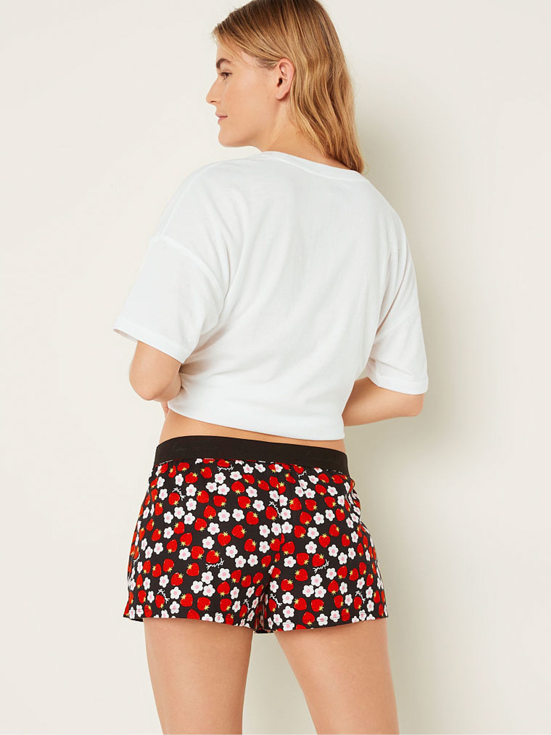Pure Black Strawberry Flannel Pyjama Short - Image 2 of 3