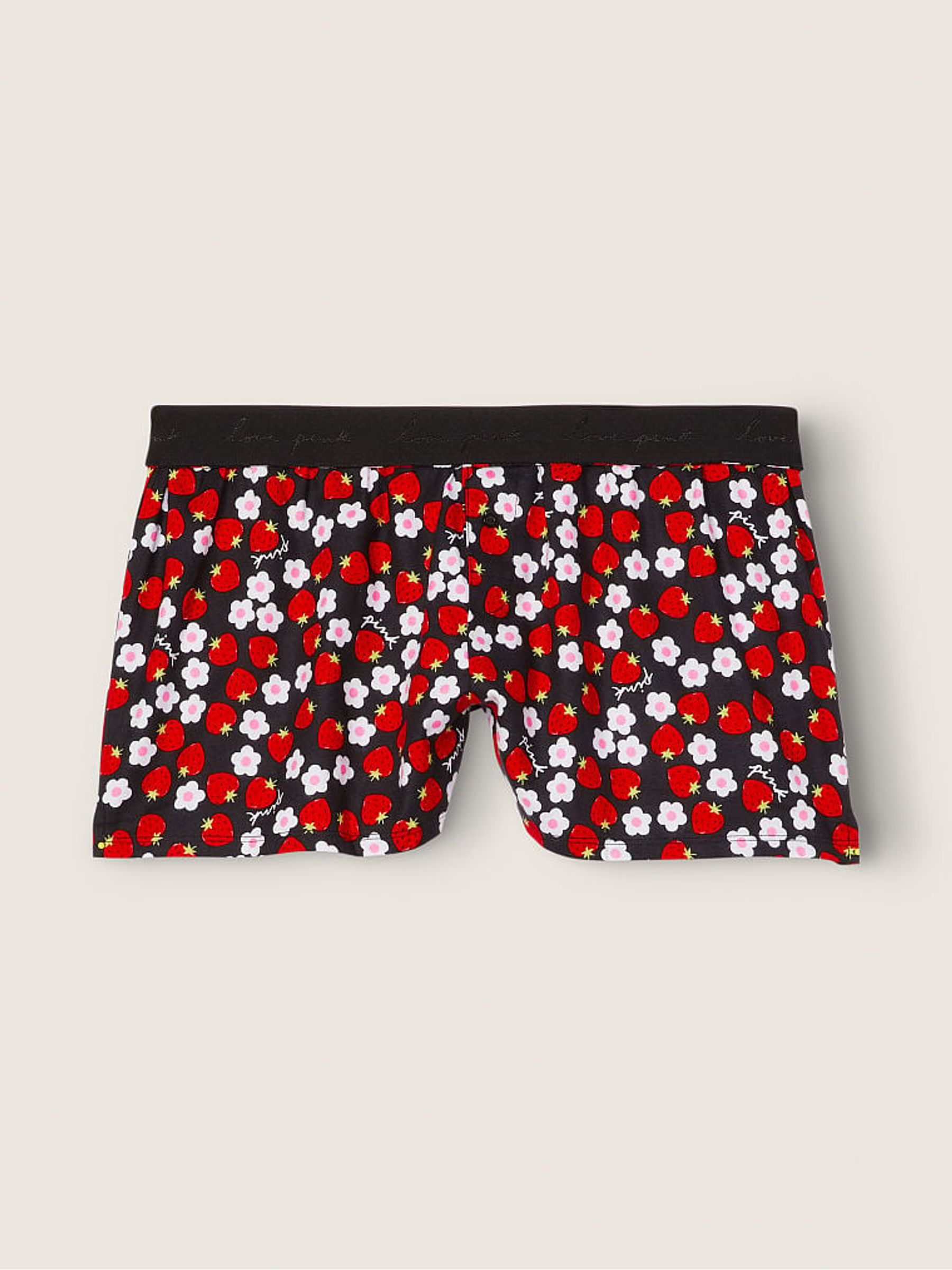 Pure Black Strawberry Flannel Pyjama Short - Image 3 of 3
