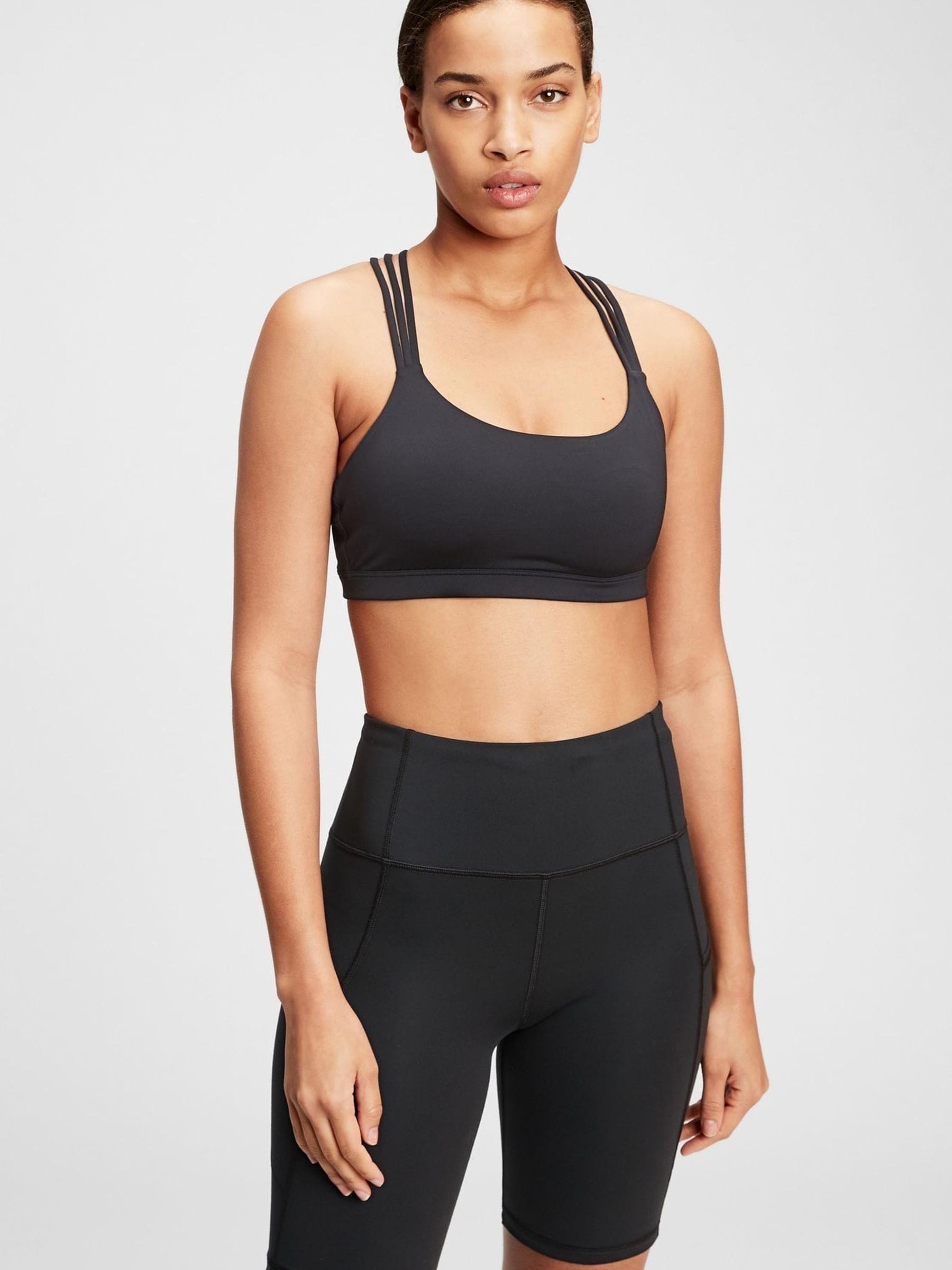 Black Medium Support Strappy Sports Bra - Image 1 of 4