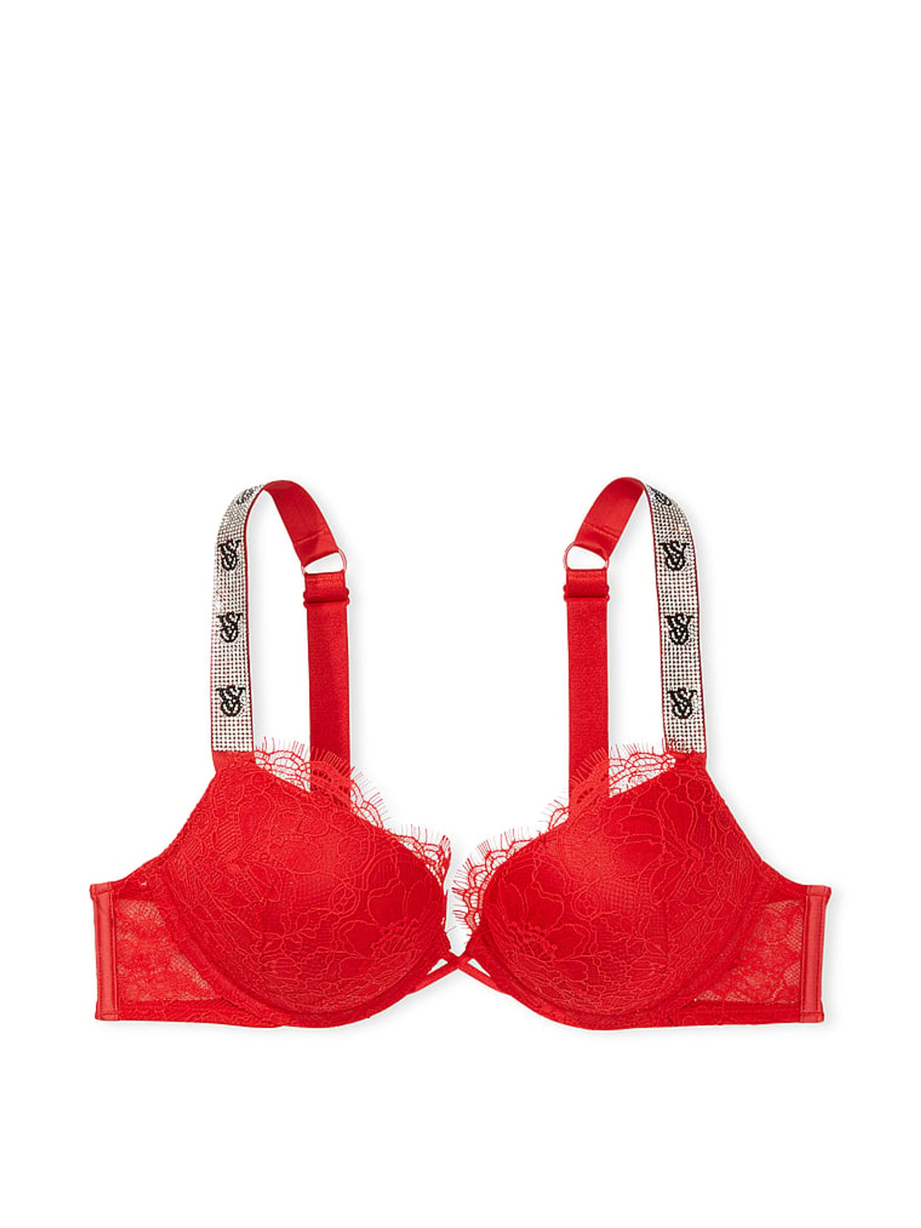Lipstick Red Monogram Bombshell Add 2 Cups Push Up Shine Strap Push Up Bra - Image 2 of 2