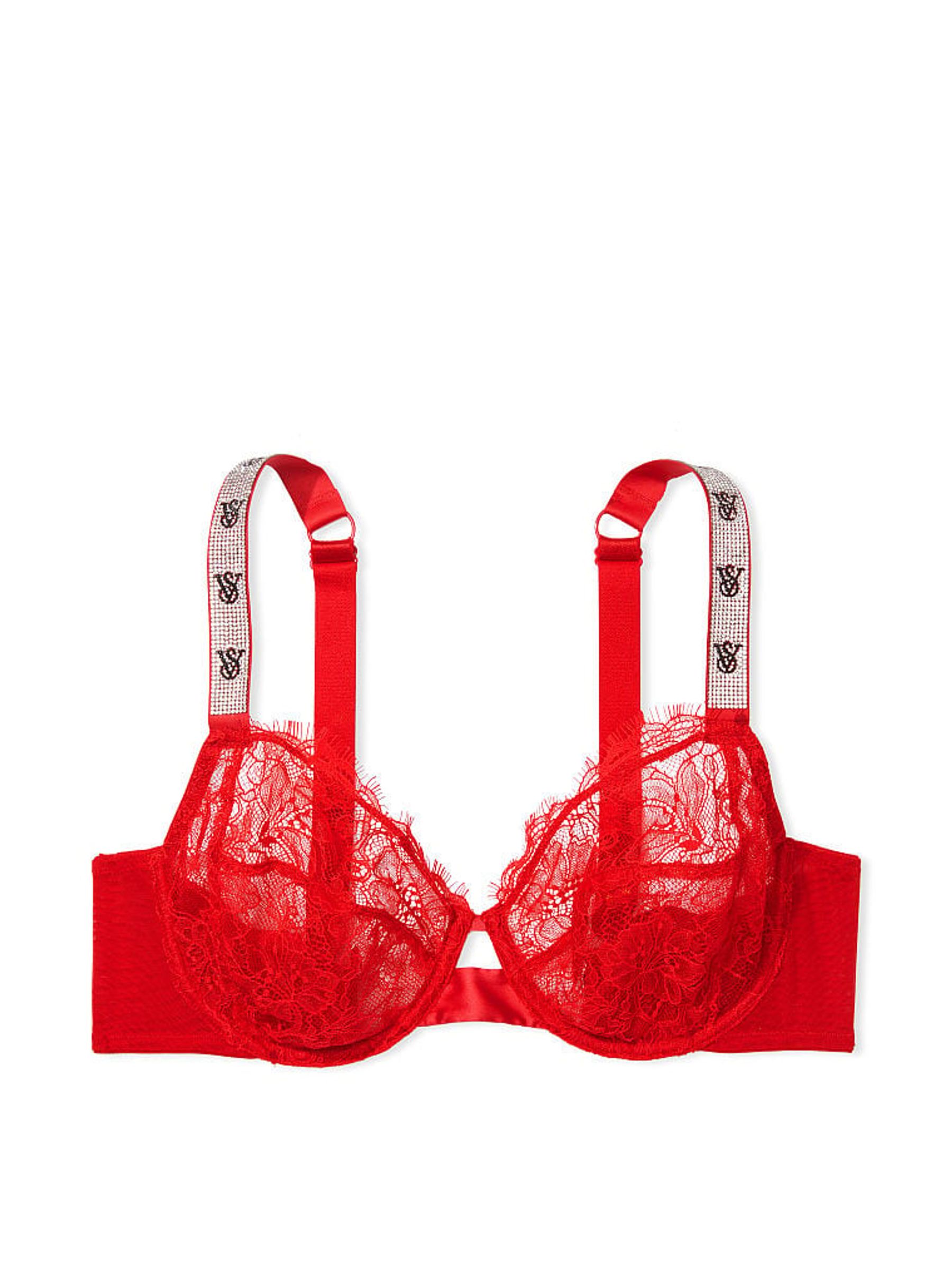 Lipstick Red Shine Strap Monogram Demi Bra - Image 3 of 3