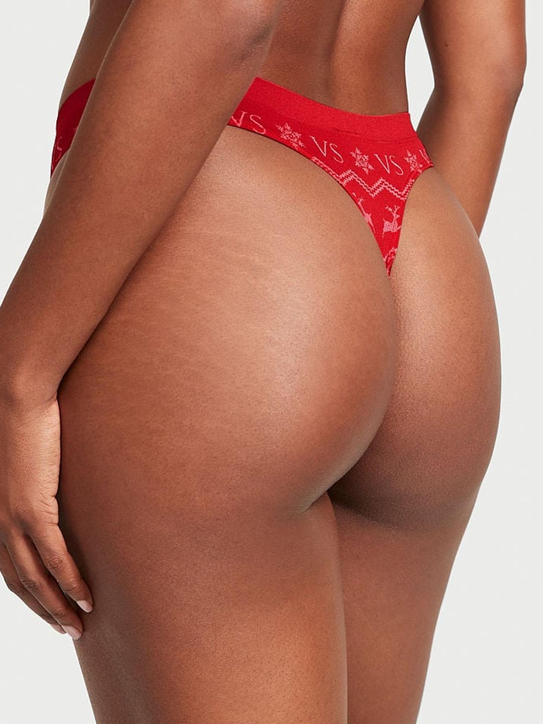Lipstick Red Reindeer Fairisle Smooth Thong Knickers - Image 2 of 3