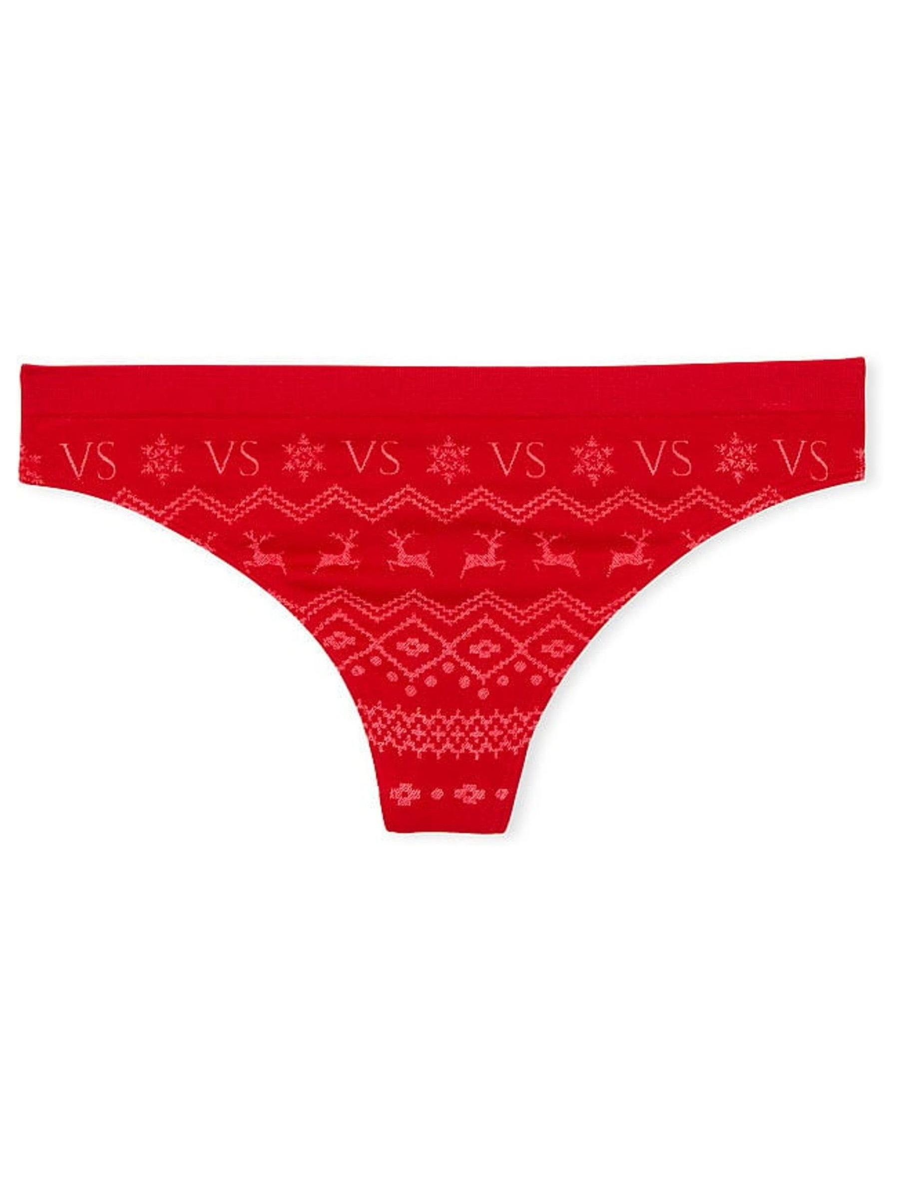 Lipstick Red Reindeer Fairisle Smooth Thong Knickers - Image 3 of 3