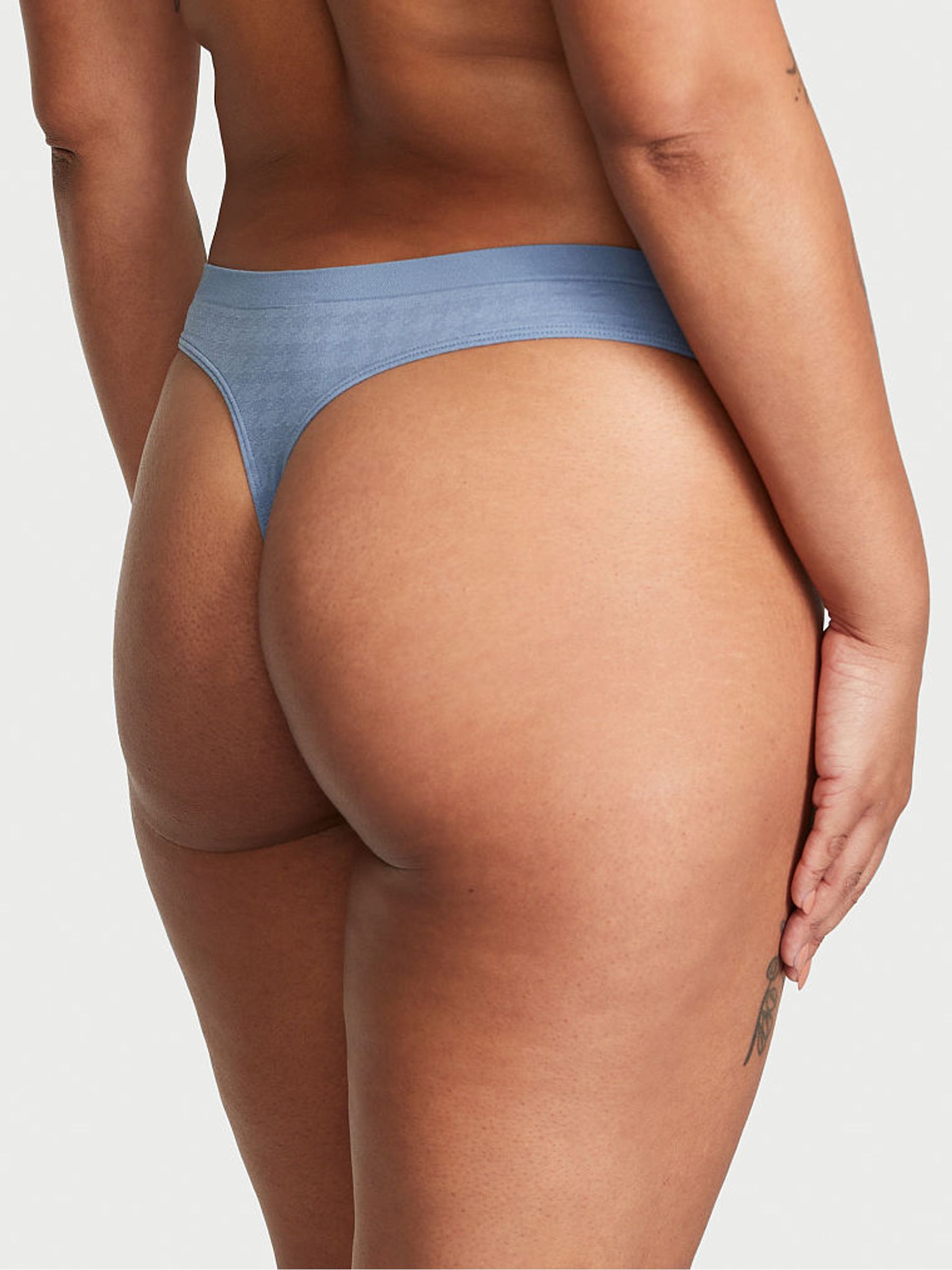 Faded Denim Blue Dogtooth Smooth Thong Knickers - Image 2 of 3