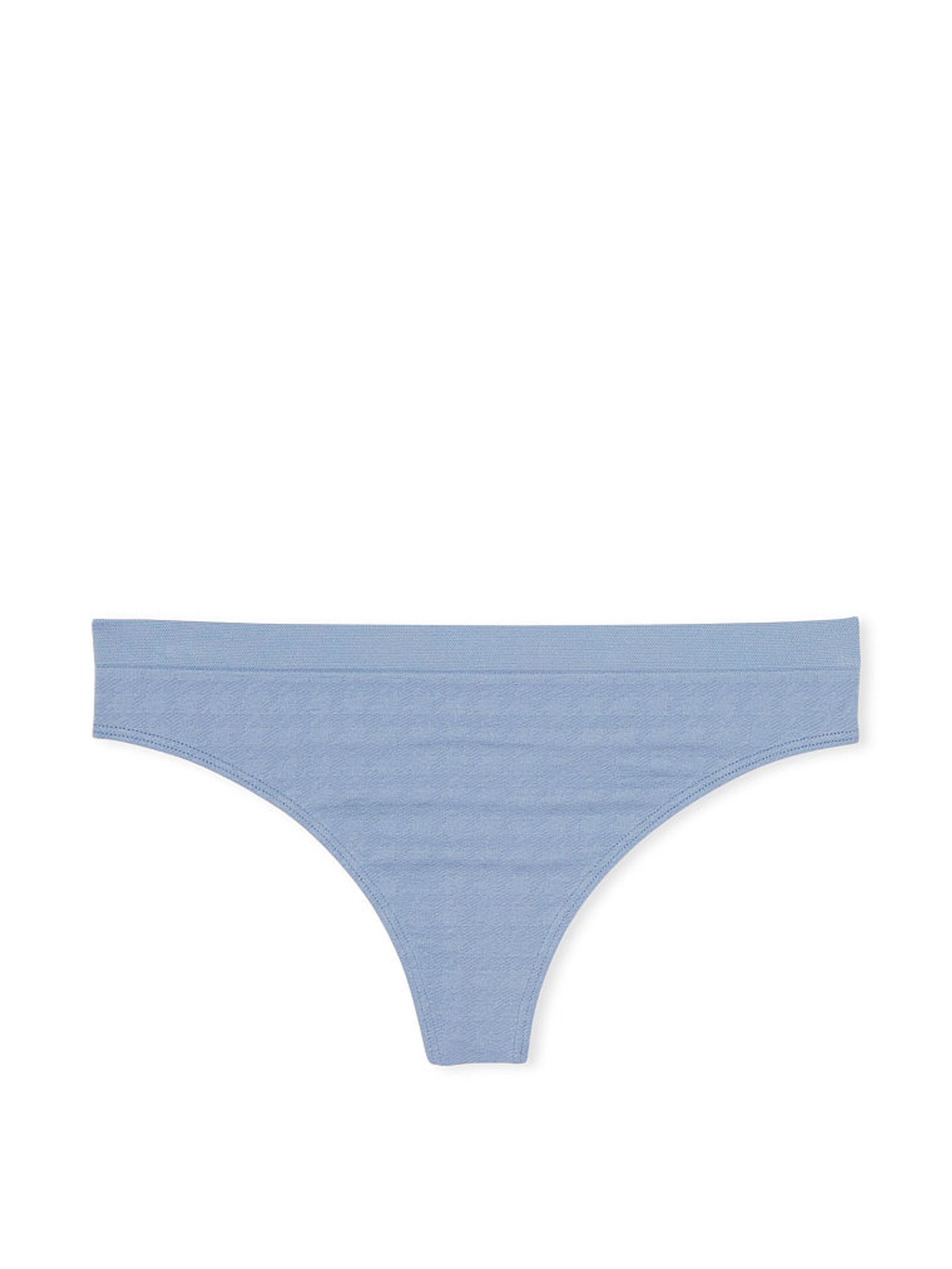 Faded Denim Blue Dogtooth Smooth Thong Knickers - Image 3 of 3