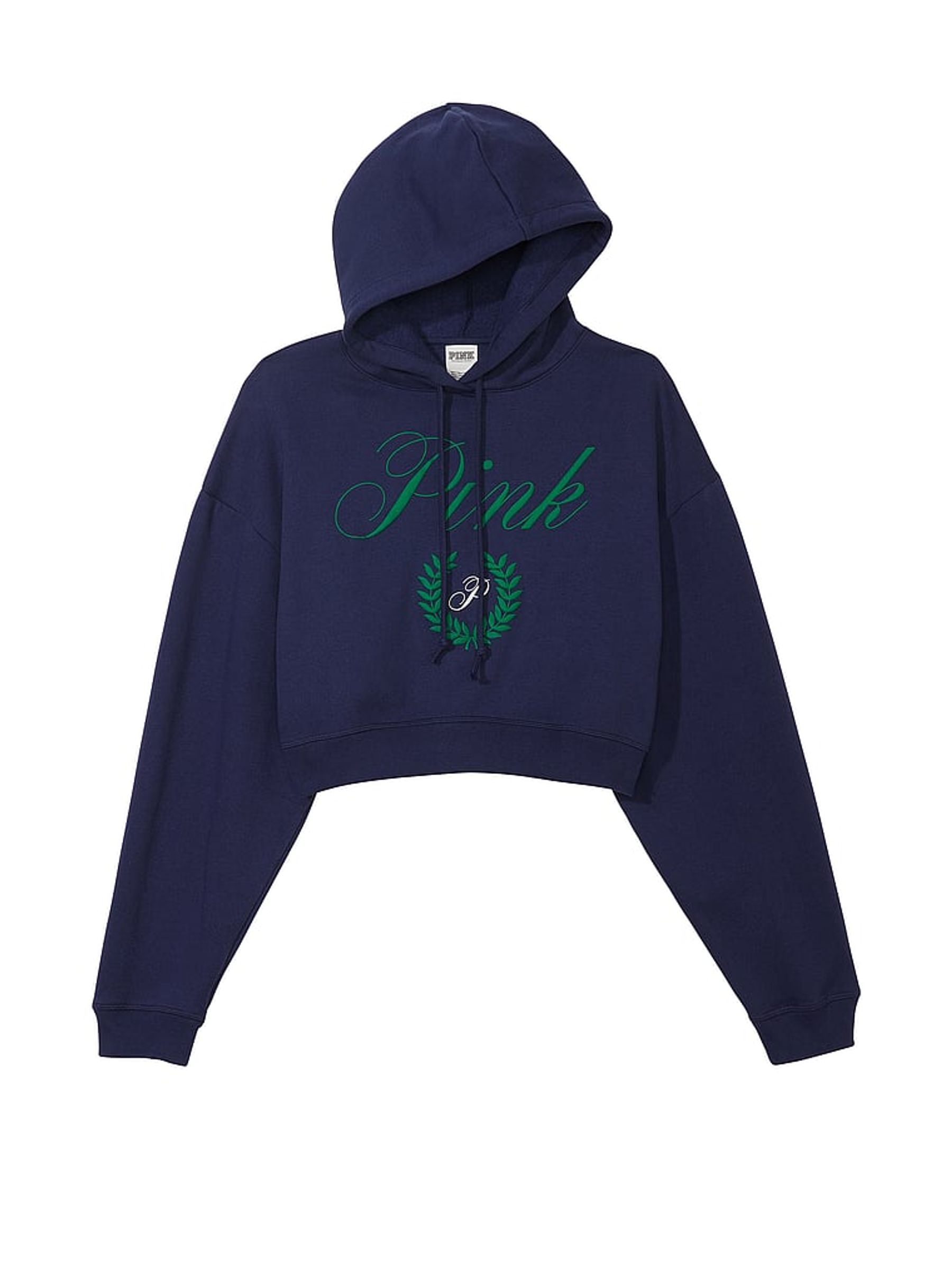 Midnight Navy Blue Fleece Cropped Hoodie - Image 4 of 4