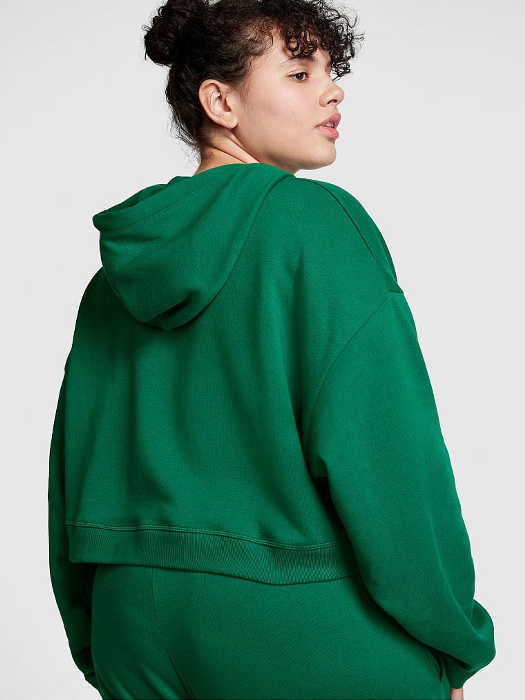 Garnet Green Fleece Cropped Hoodie - Image 2 of 4