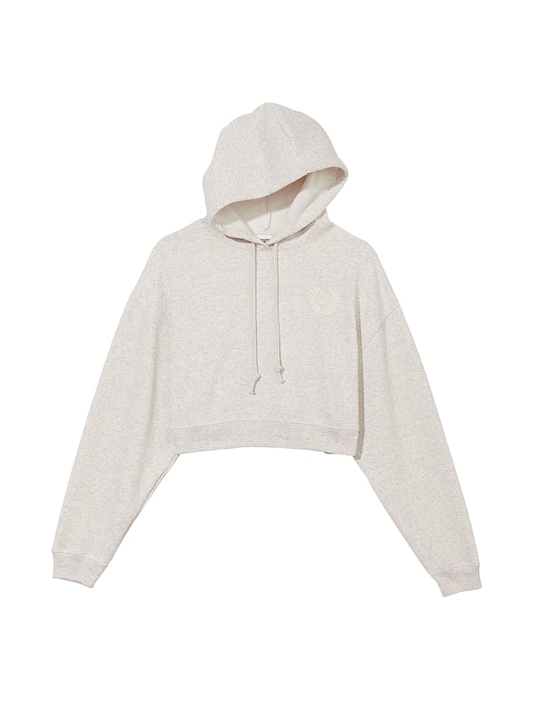 Heather Oatmeal Beige Fleece Cropped Hoodie - Image 4 of 4