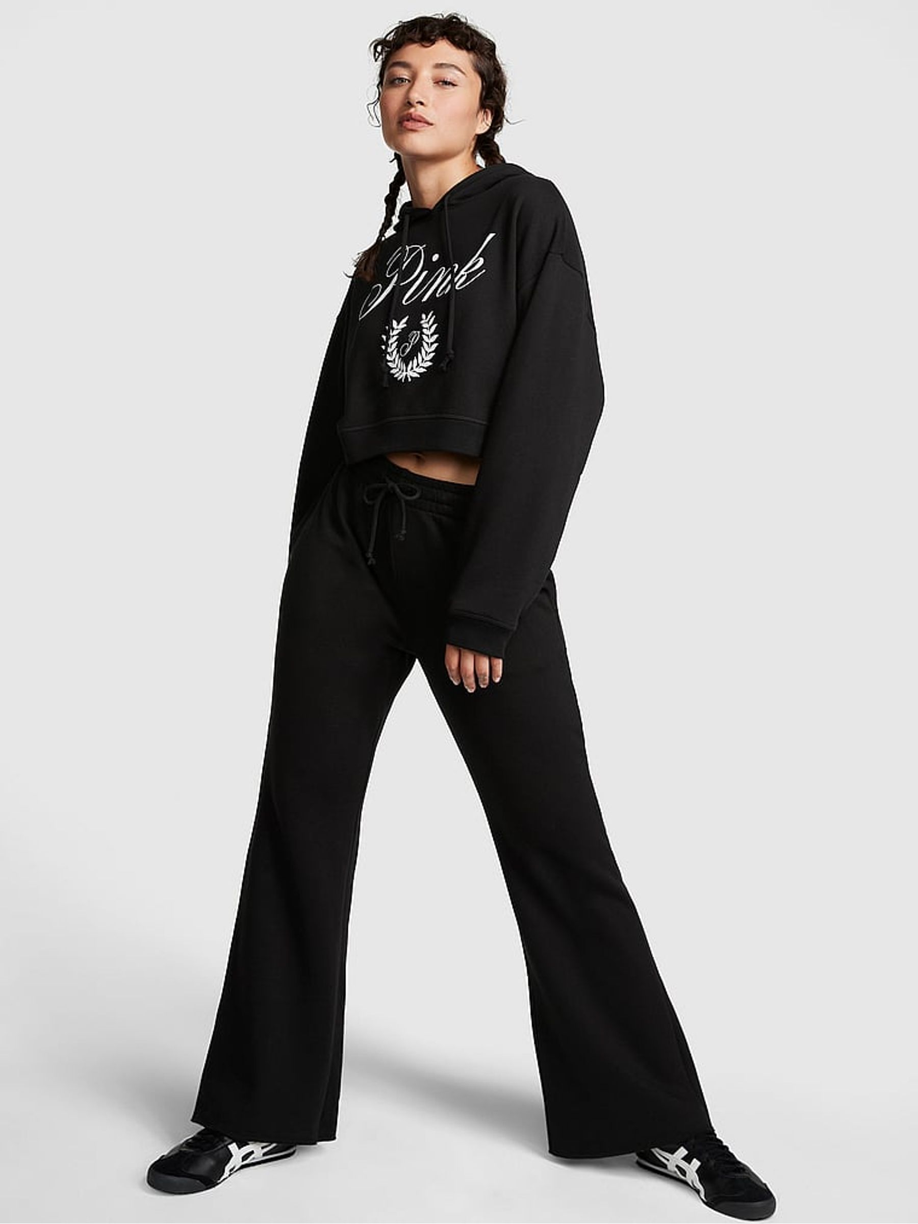 Pure Black Fleece Cropped Hoodie - Image 3 of 4