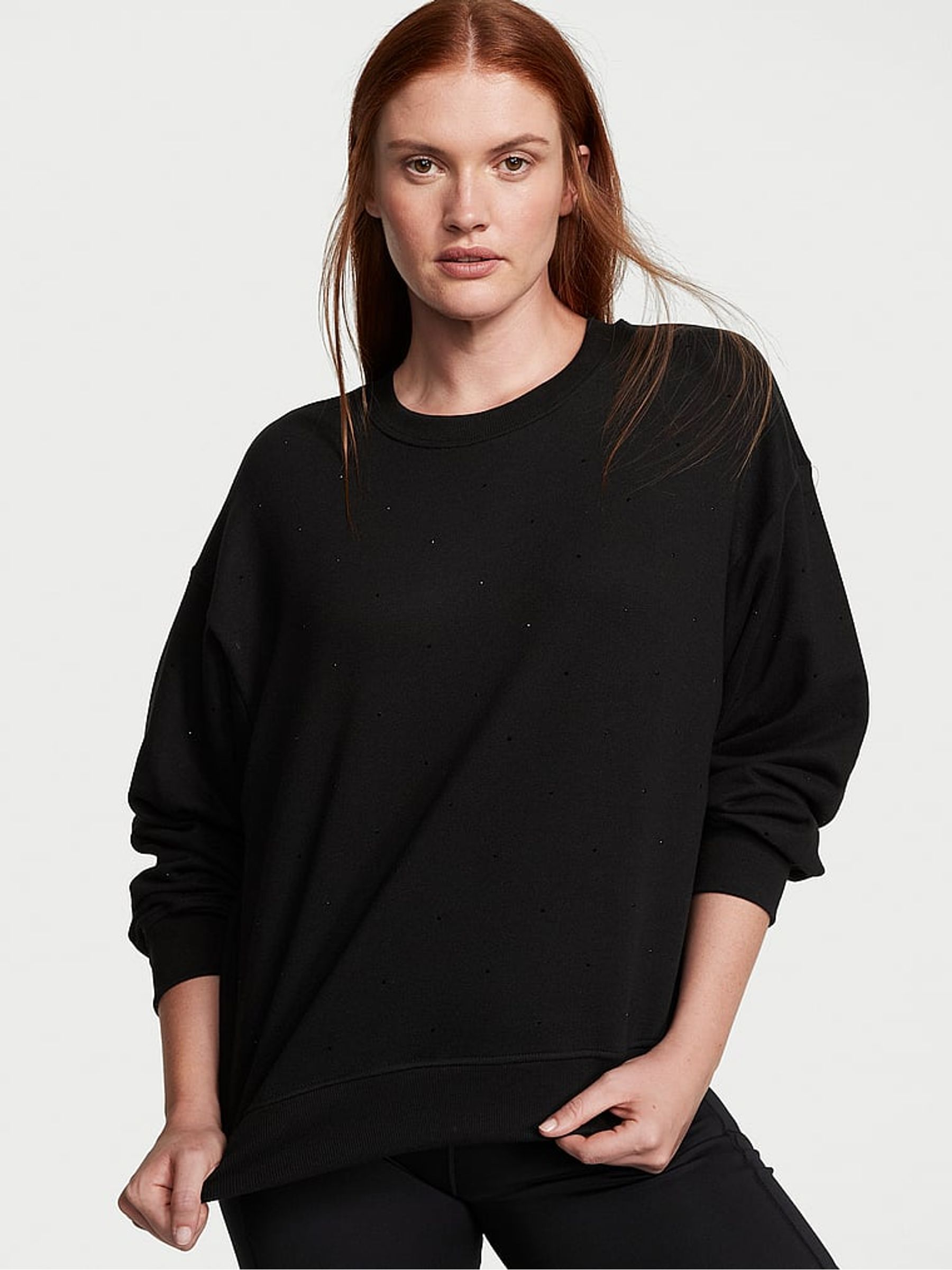 Black Graphic With Diamante Fleece Crew Sweatshirt - Image 1 of 3