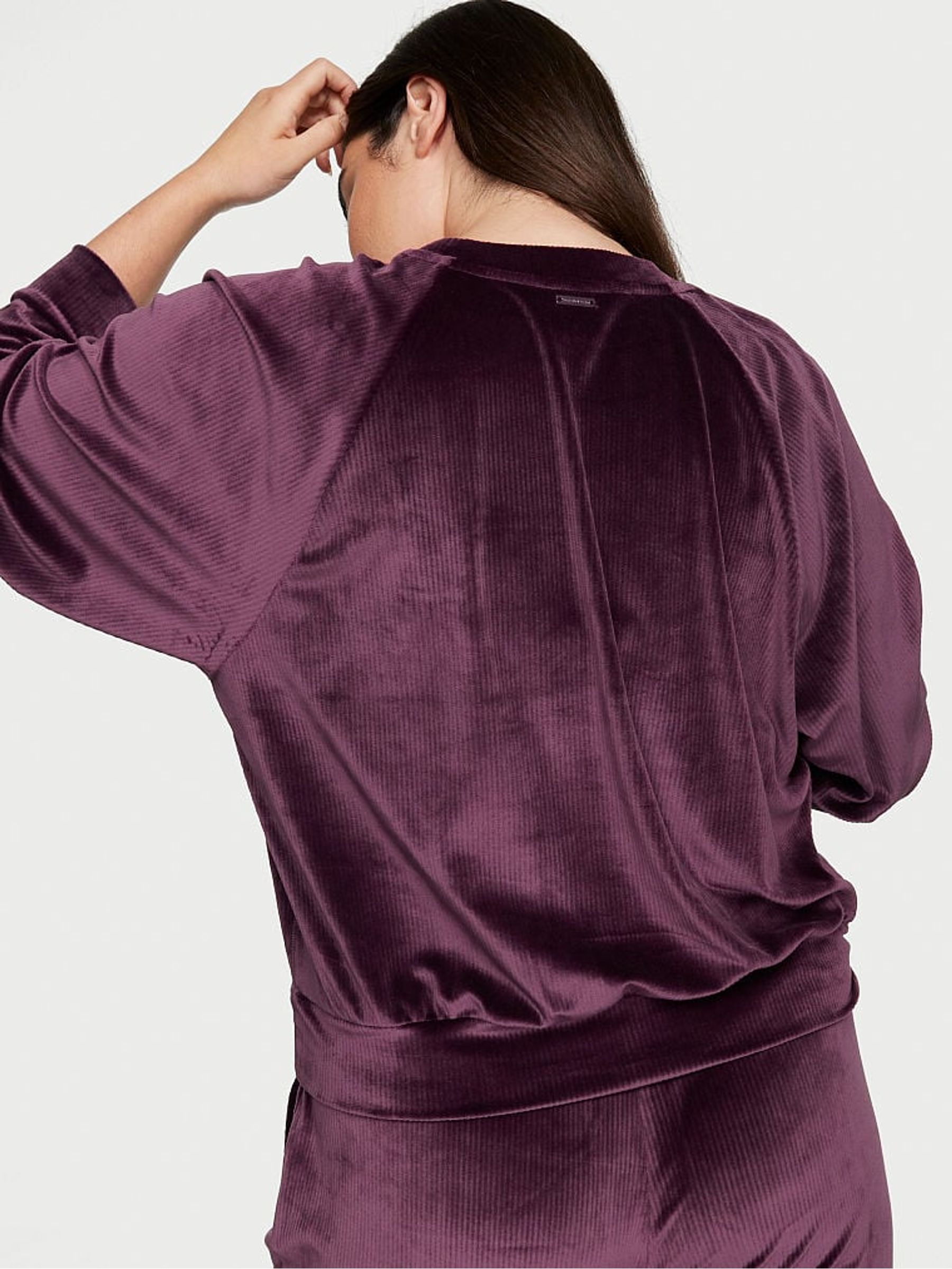 Winter Wine Purple Ribbed Velour Fleece Crew Jumper - Image 2 of 4