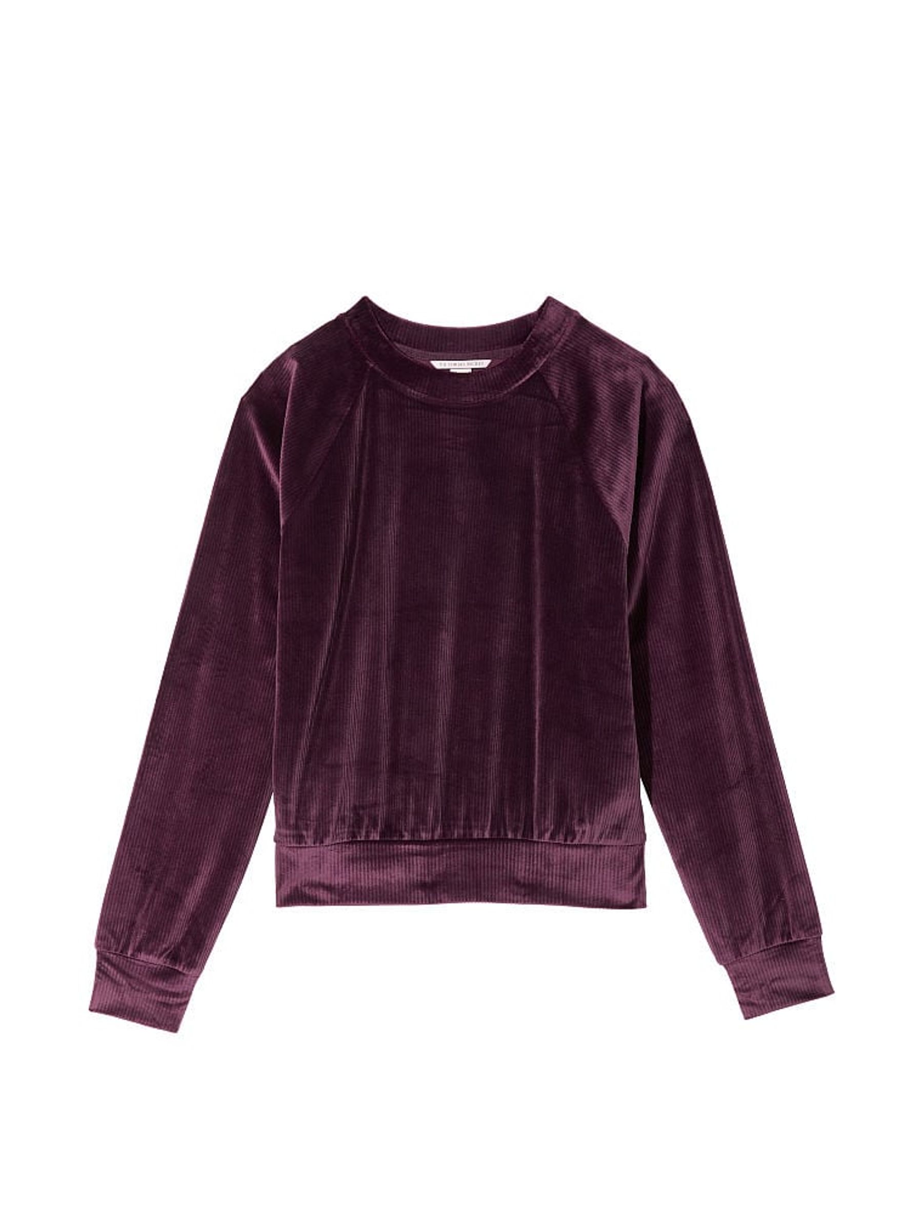 Winter Wine Purple Ribbed Velour Fleece Crew Jumper - Image 4 of 4