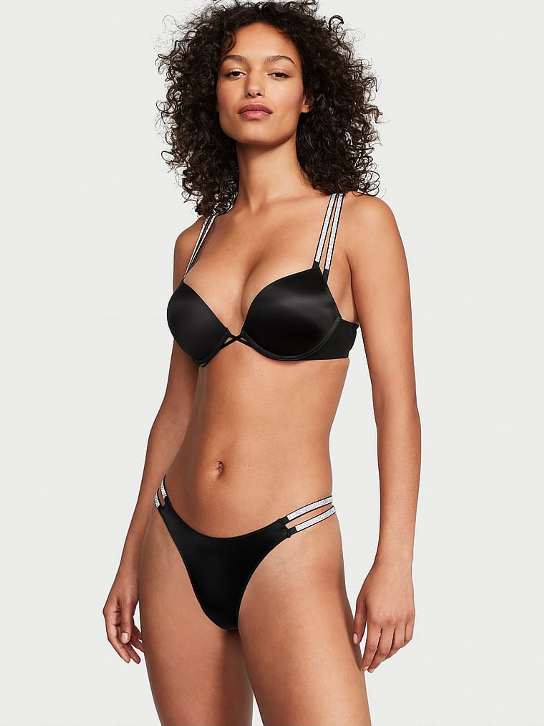 Black Add 2 Cups Push Up Double Shine Strap Add 2 Cups Push Up Bombshell Bra - Image 3 of 4