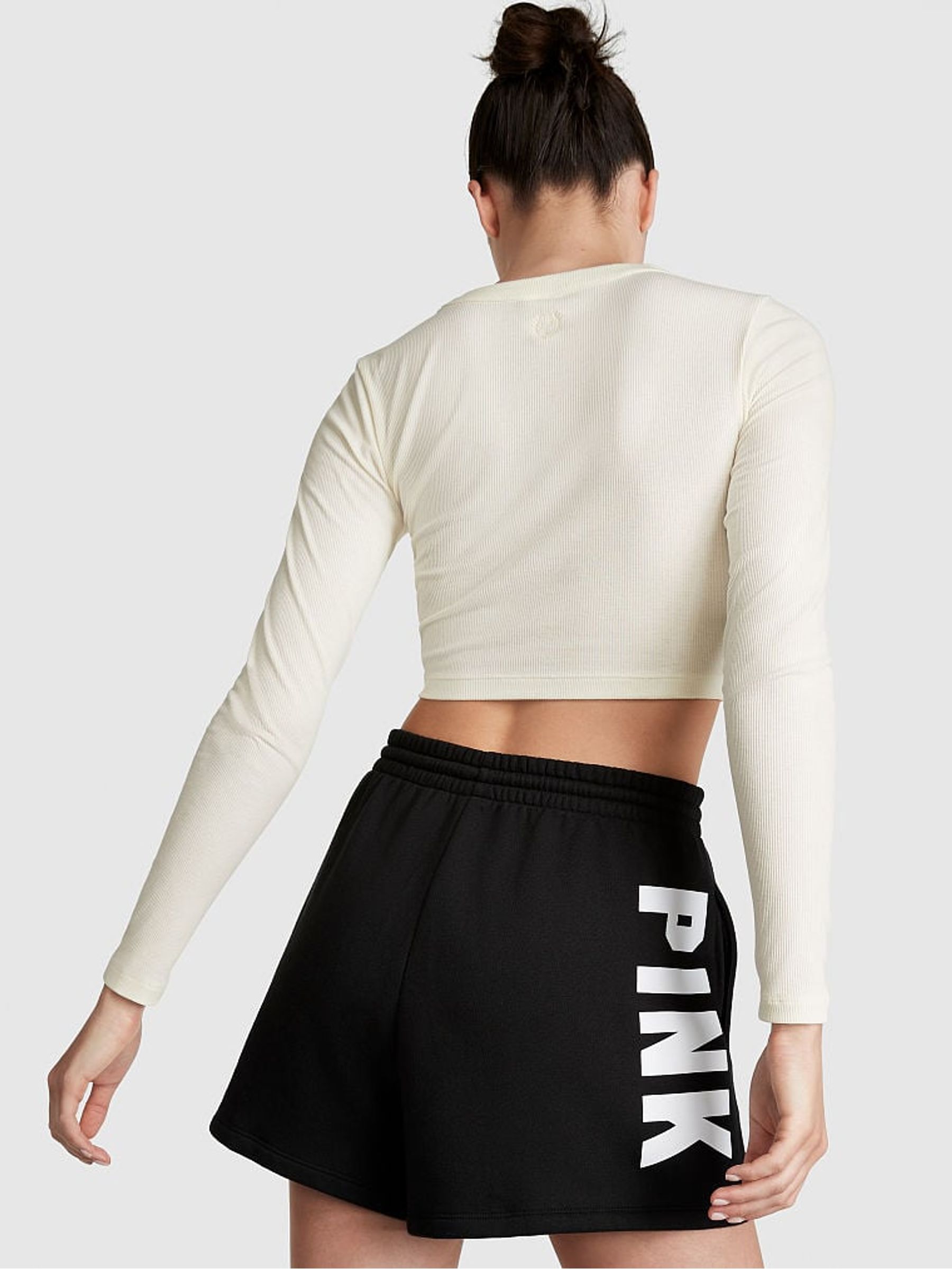 Creamer Beige Long Sleeve Ribbed Crop Top - Image 2 of 3