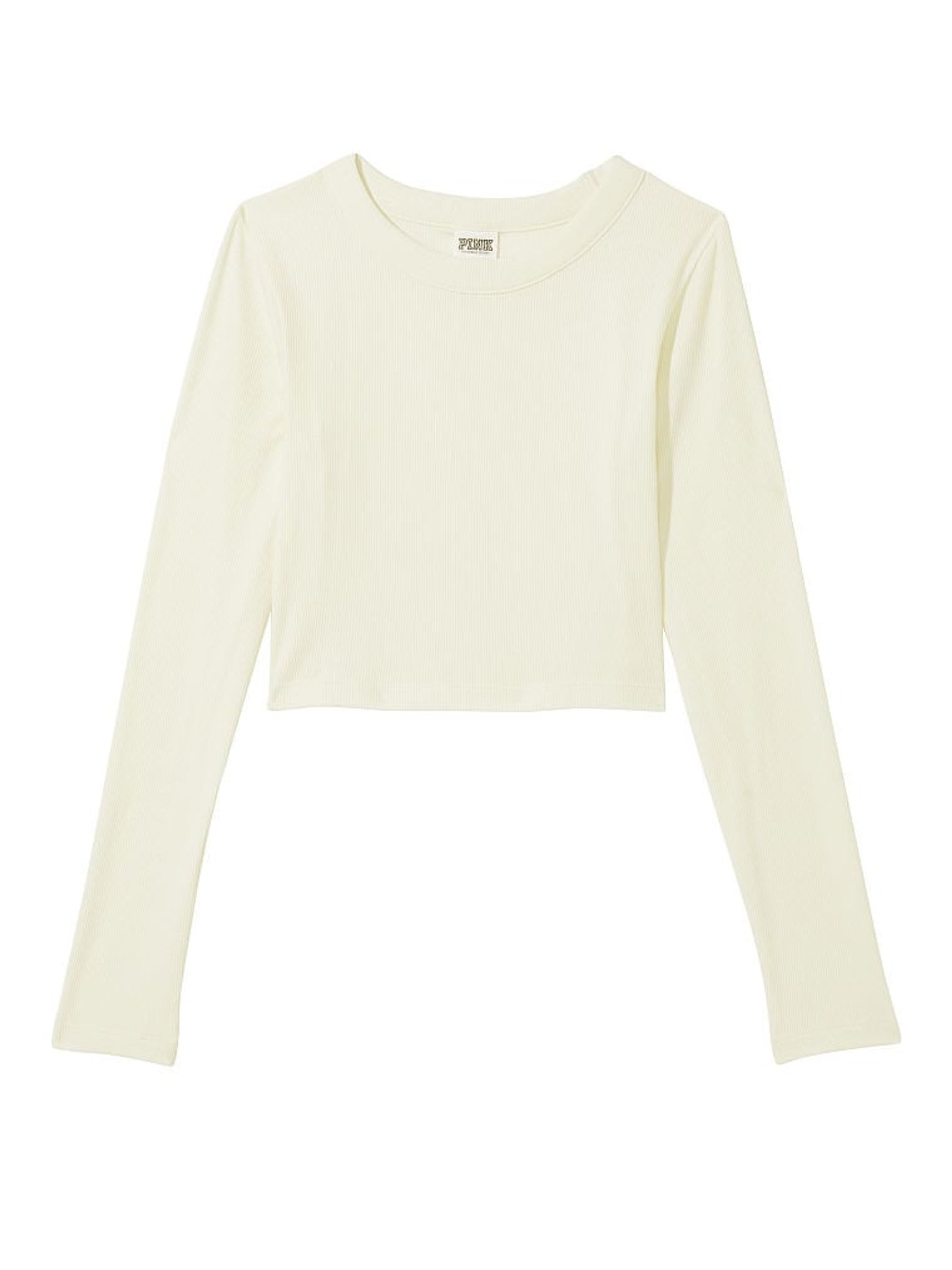Creamer Beige Long Sleeve Ribbed Crop Top - Image 3 of 3
