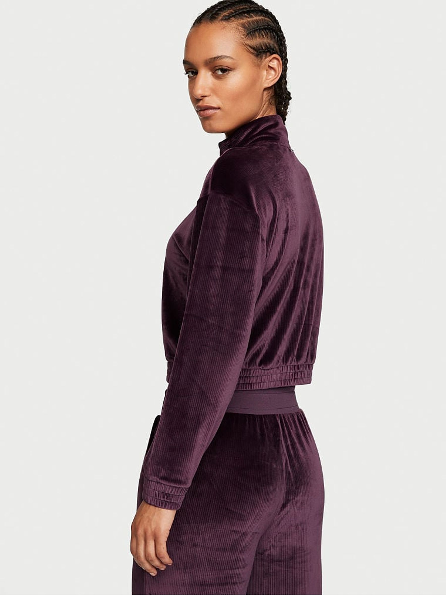Winter Wine Purple Rib Velour Hoodie - Image 2 of 3