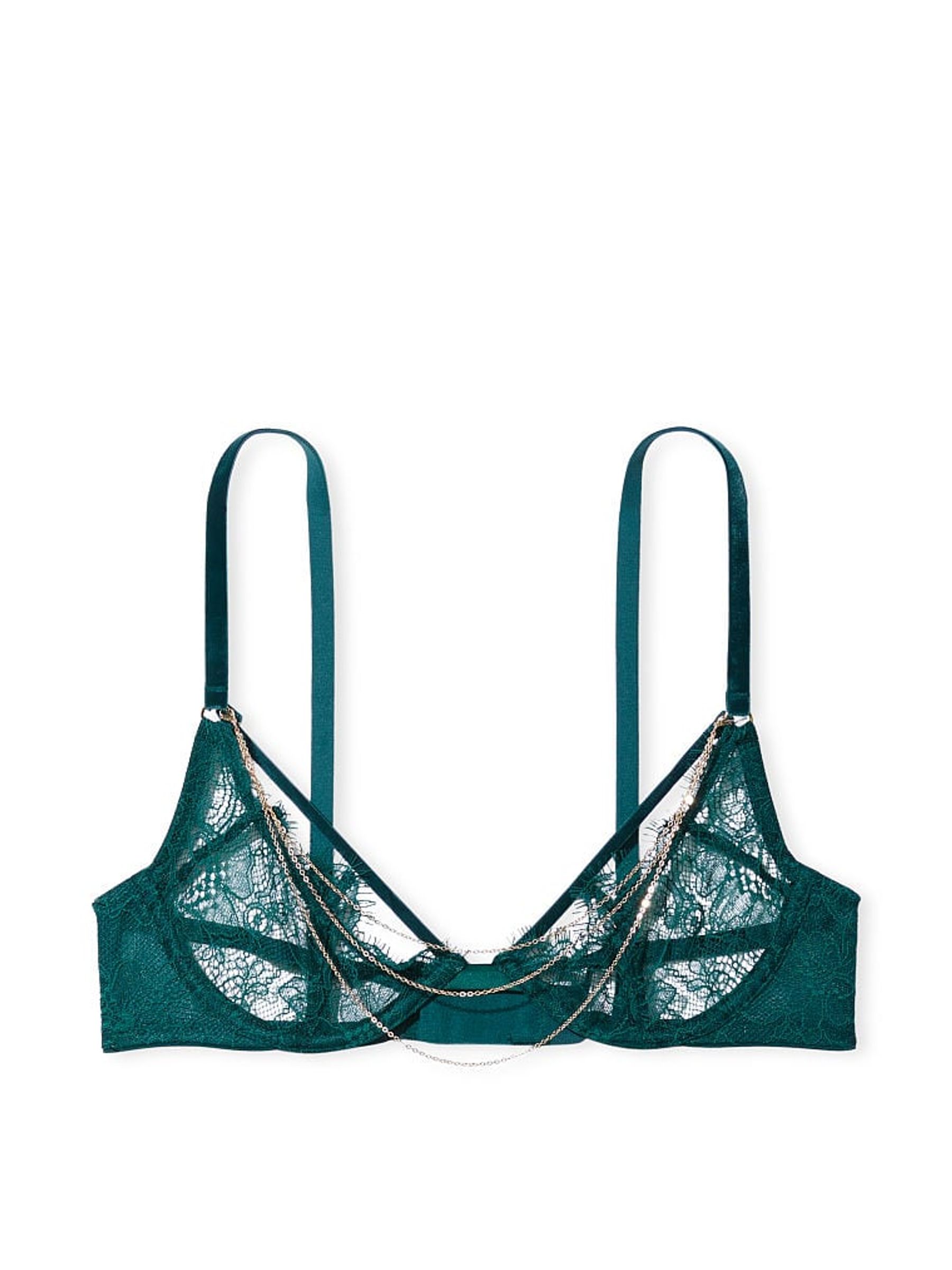 Black Ivy Green Lace Chain Ouvert Bra - Image 3 of 3