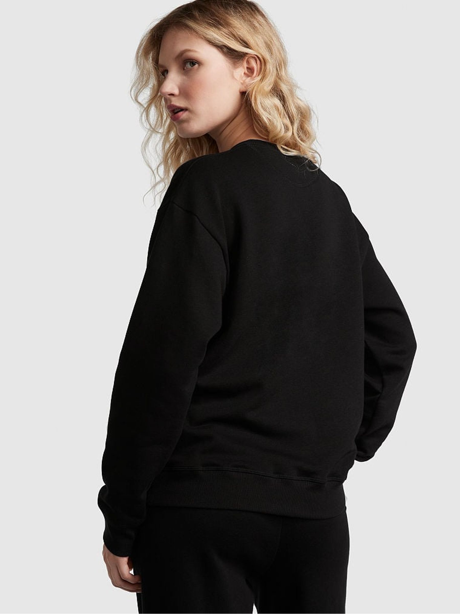 Pure Black Fleece Oversized Sweatshirt - Image 2 of 4