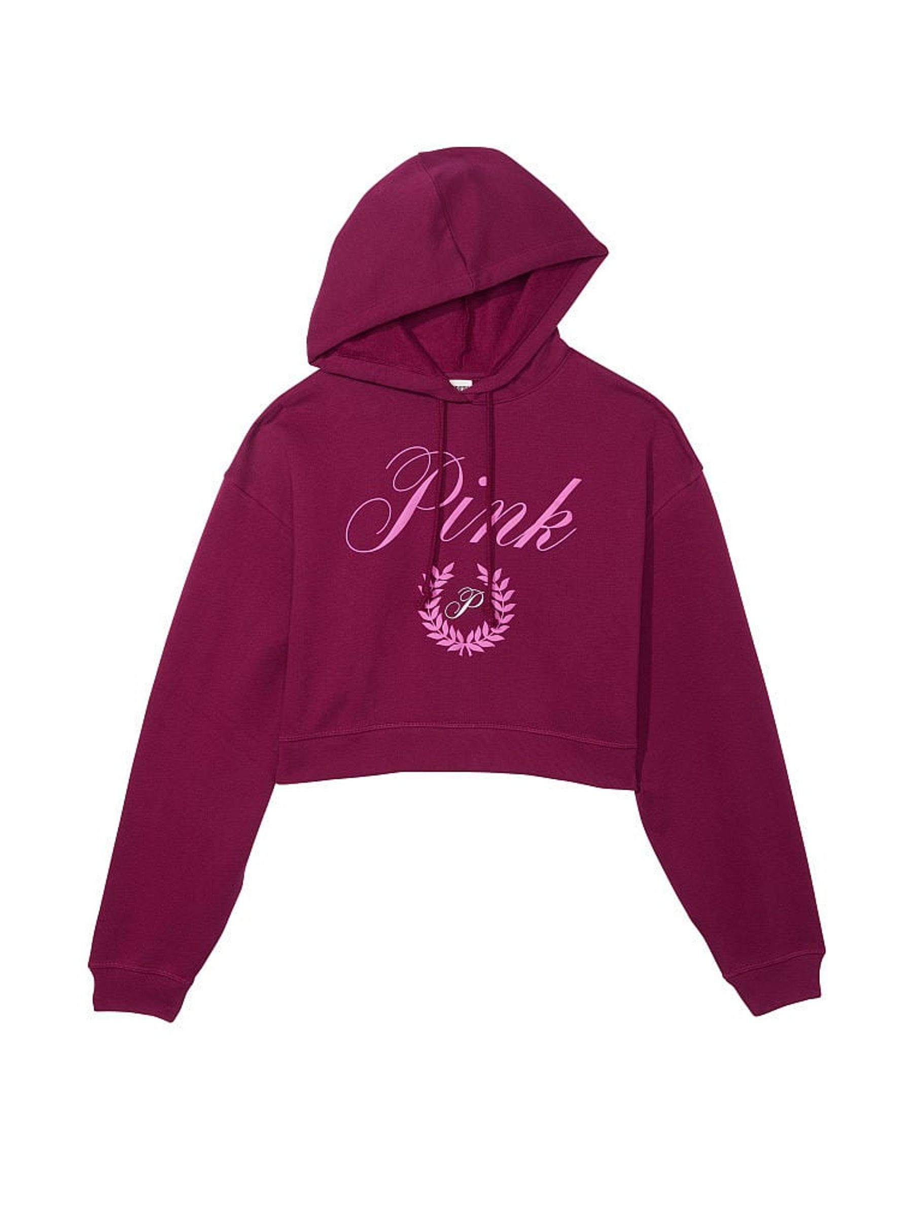 Vivid Magenta Pink Fleece Cropped Hoodie - Image 3 of 3