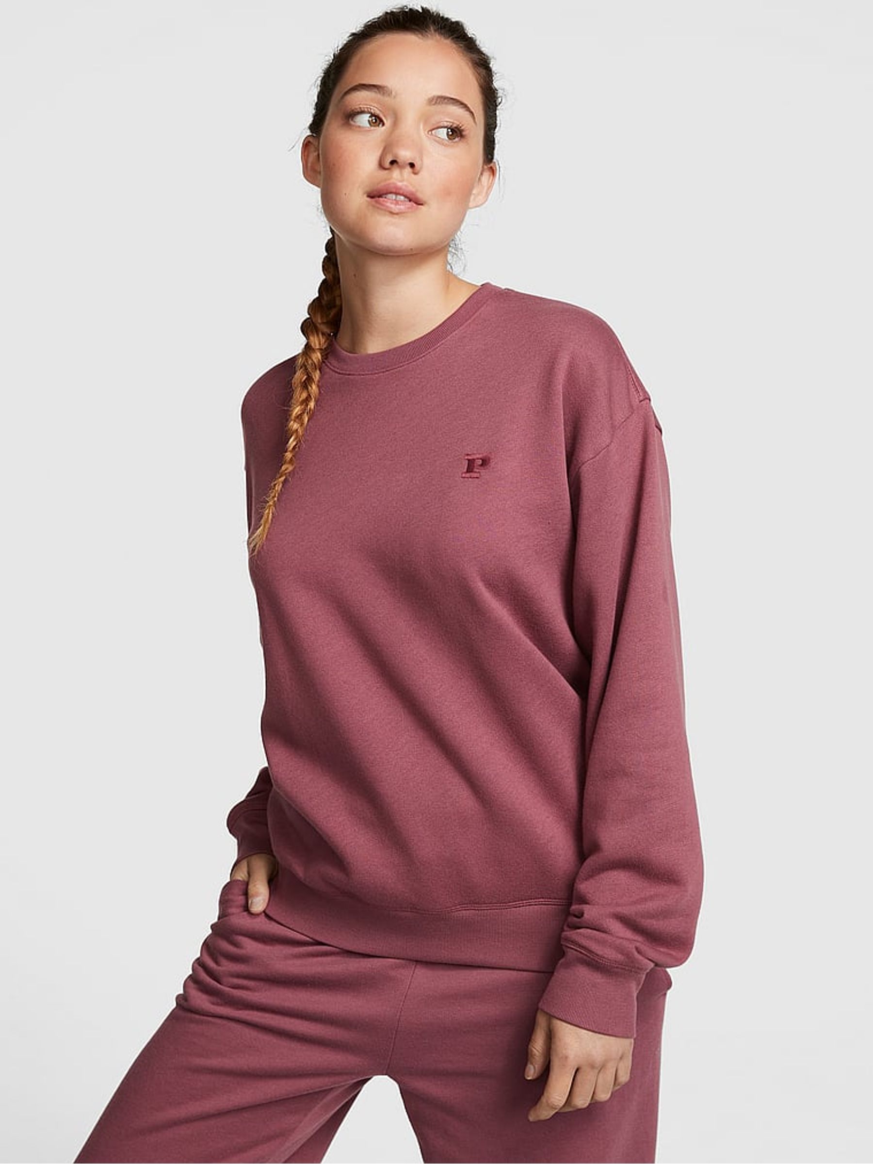Morning Rose Pink Fleece Oversized Sweatshirt - Image 1 of 4